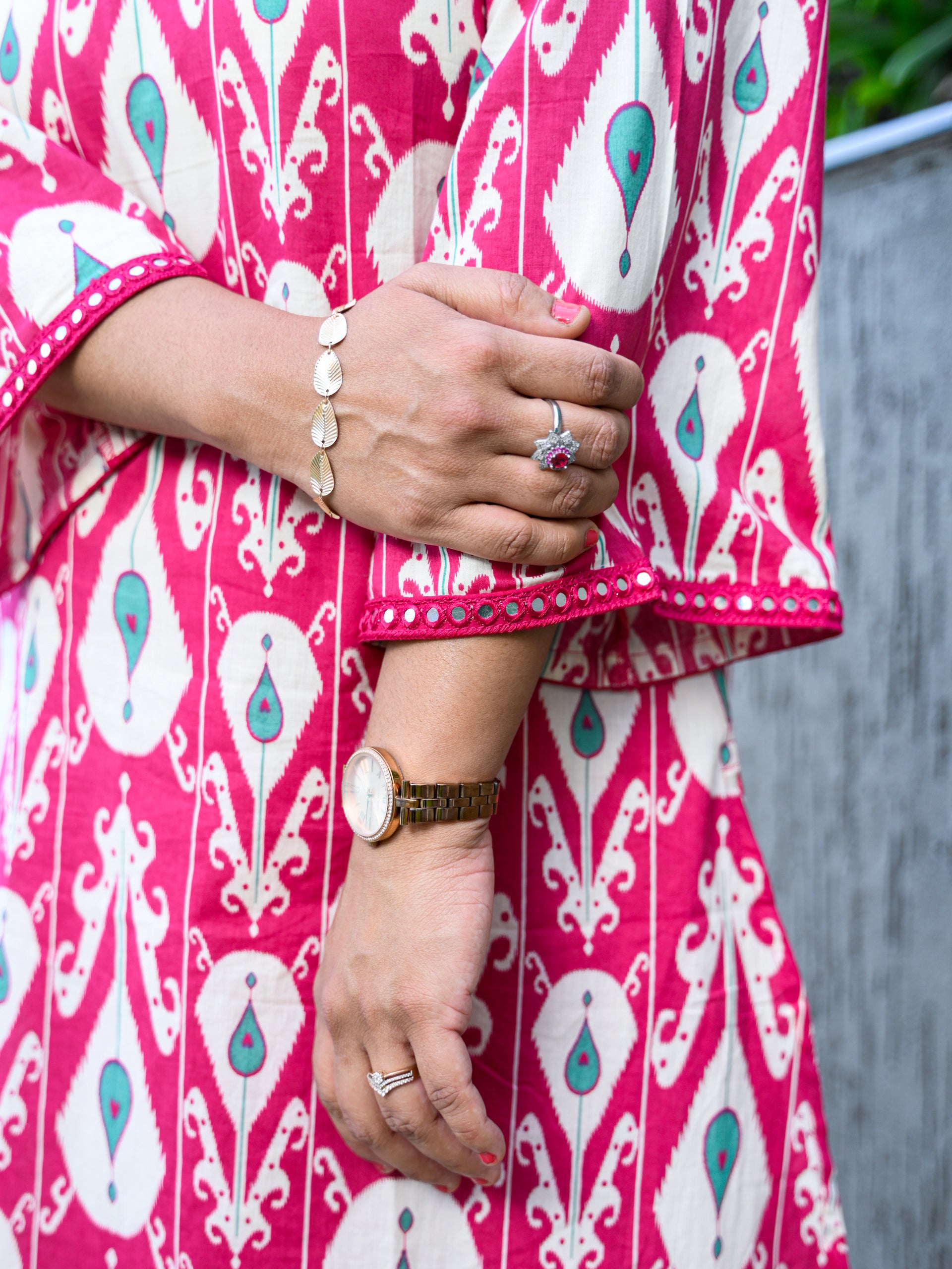FUSCHIA FLARE IKKAT KURTA SET