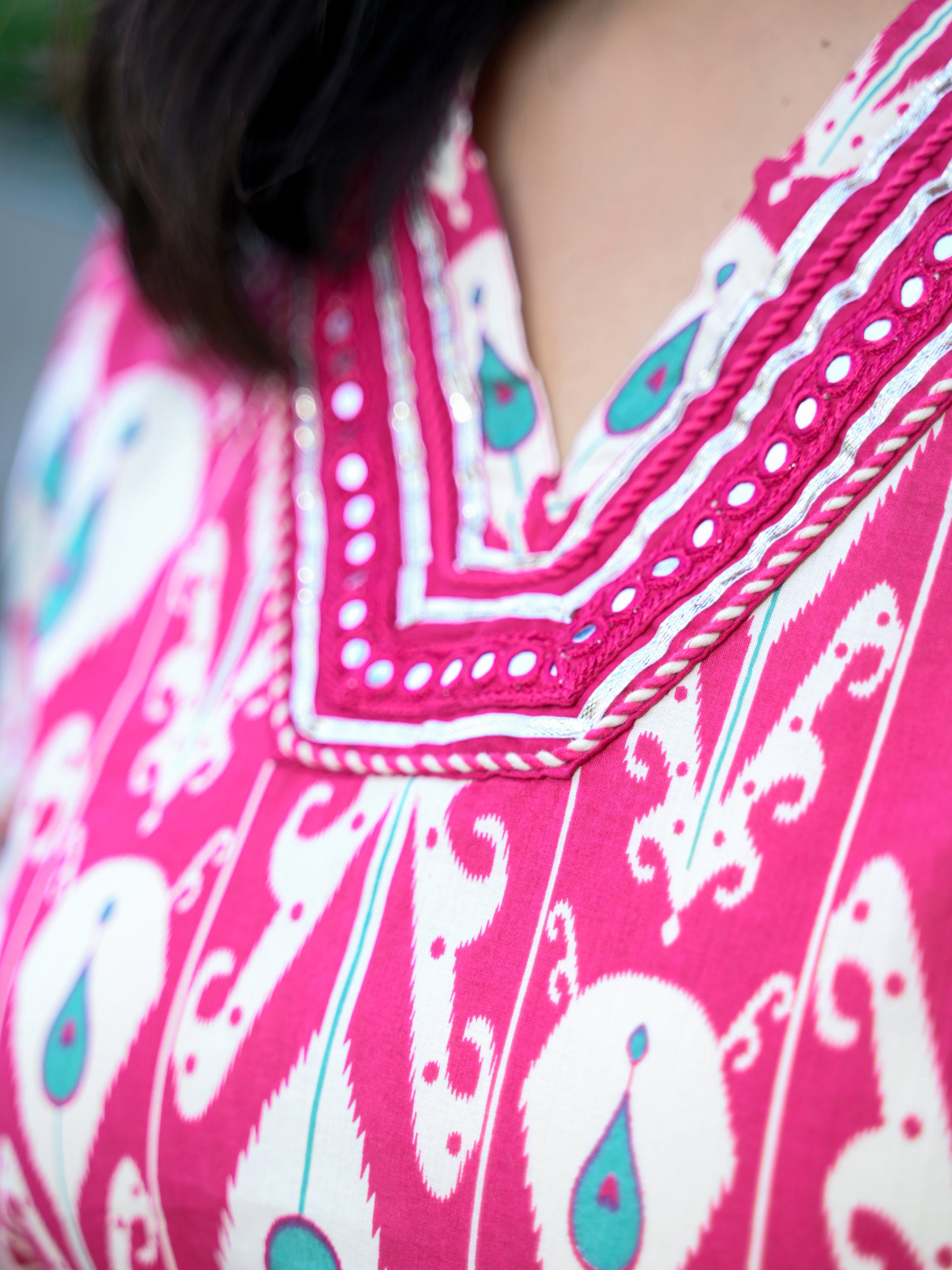 FUSCHIA FLARE IKKAT KURTA SET