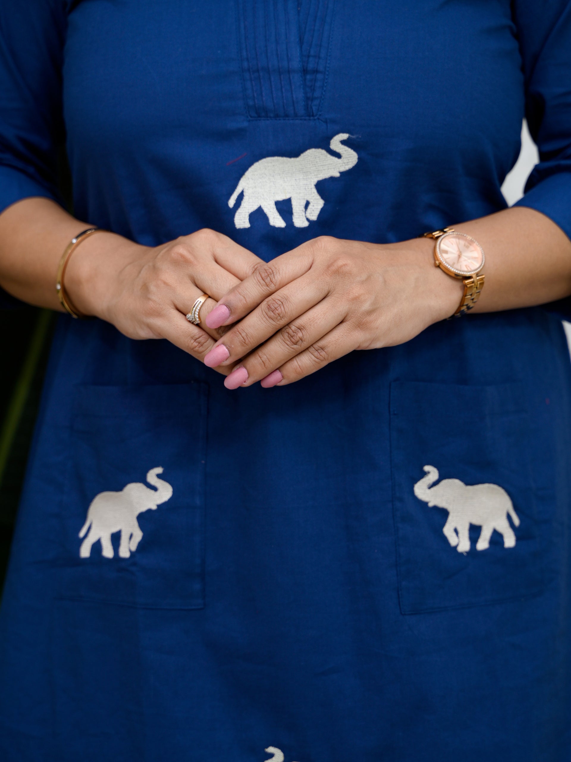 ROYAL ELEPHANT BLUE COTTON KURTA SET