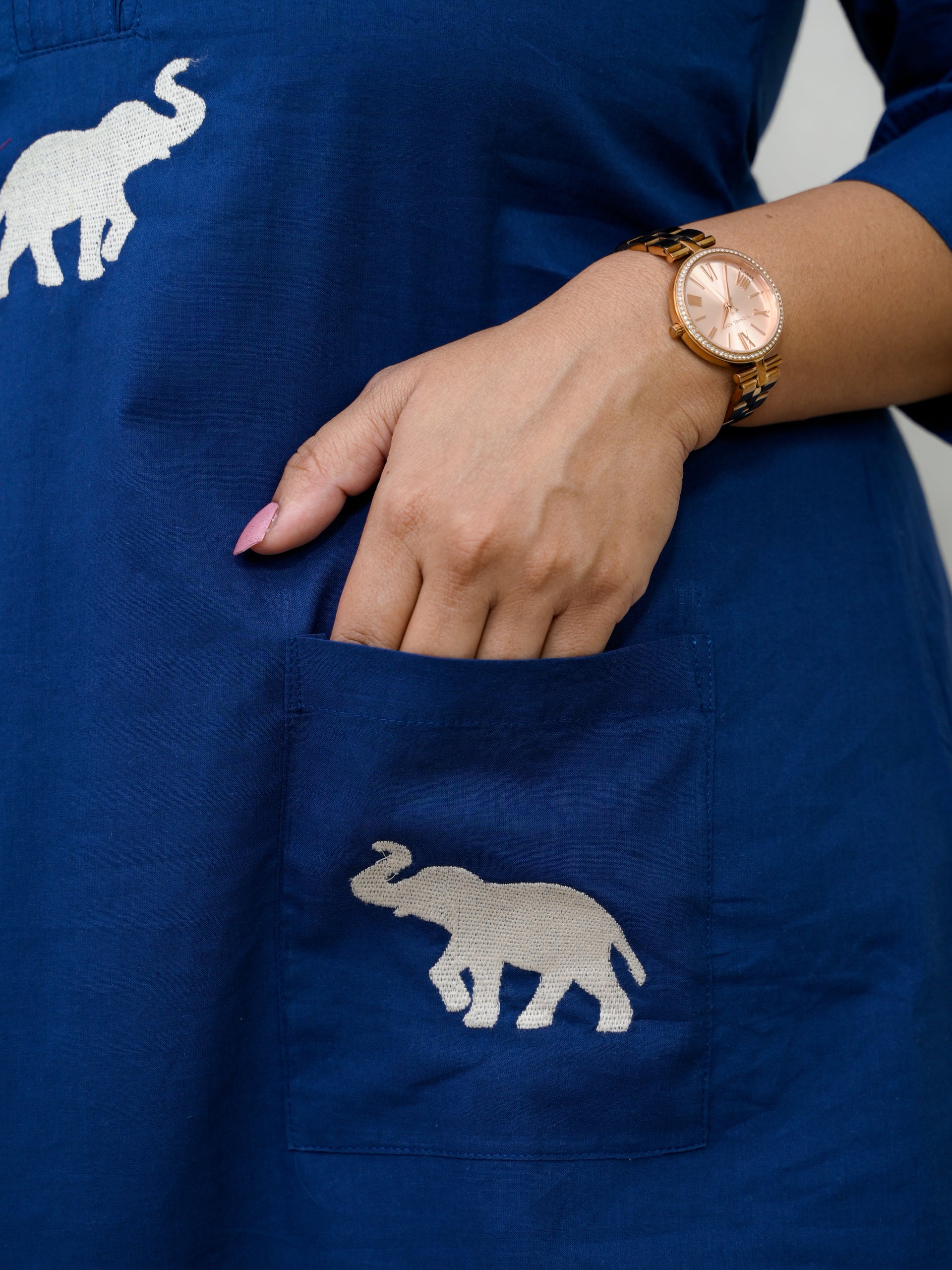 ROYAL ELEPHANT BLUE COTTON KURTA SET