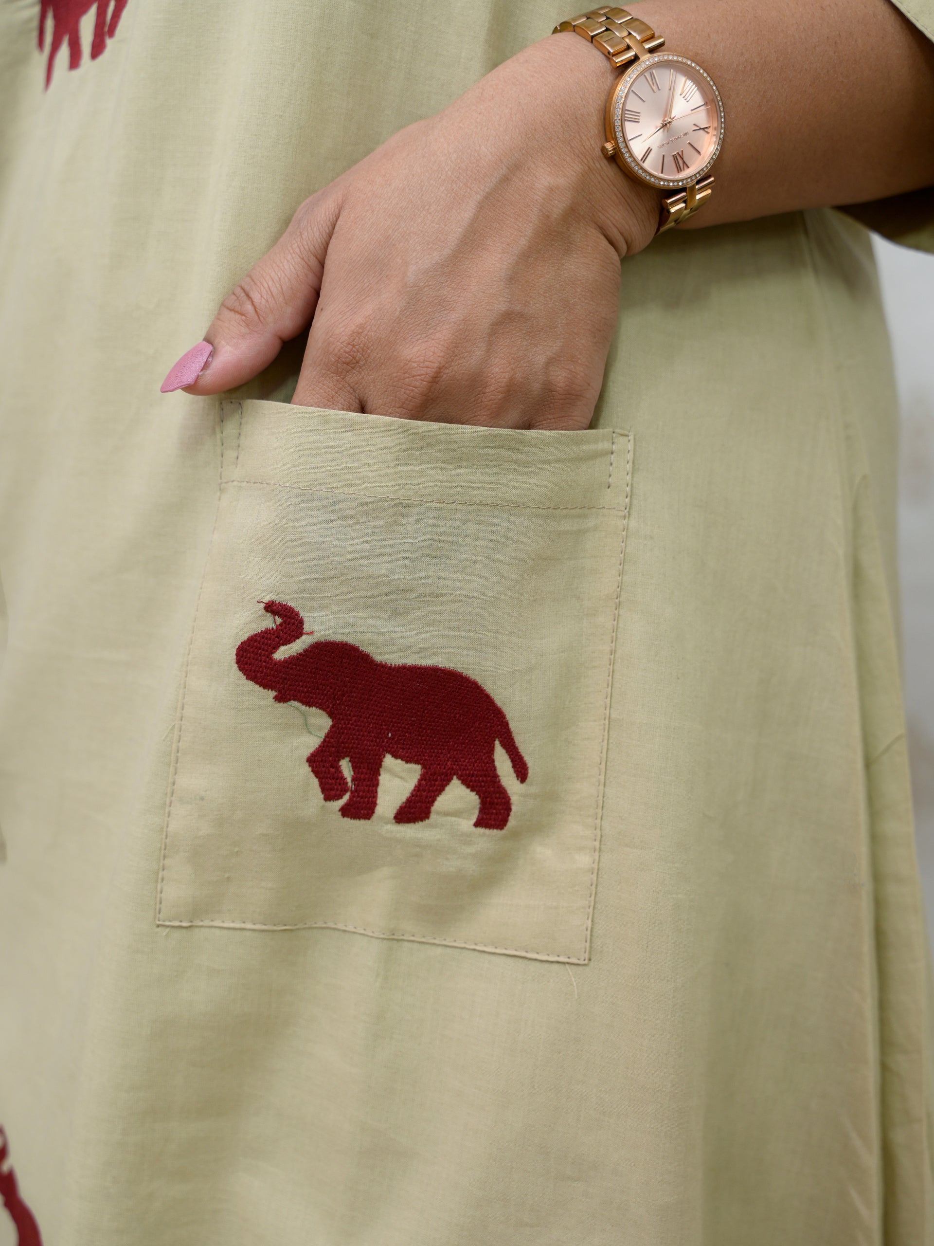 ROYAL ELEPHANT EARTHY BEIGE COTTON KURTA SET
