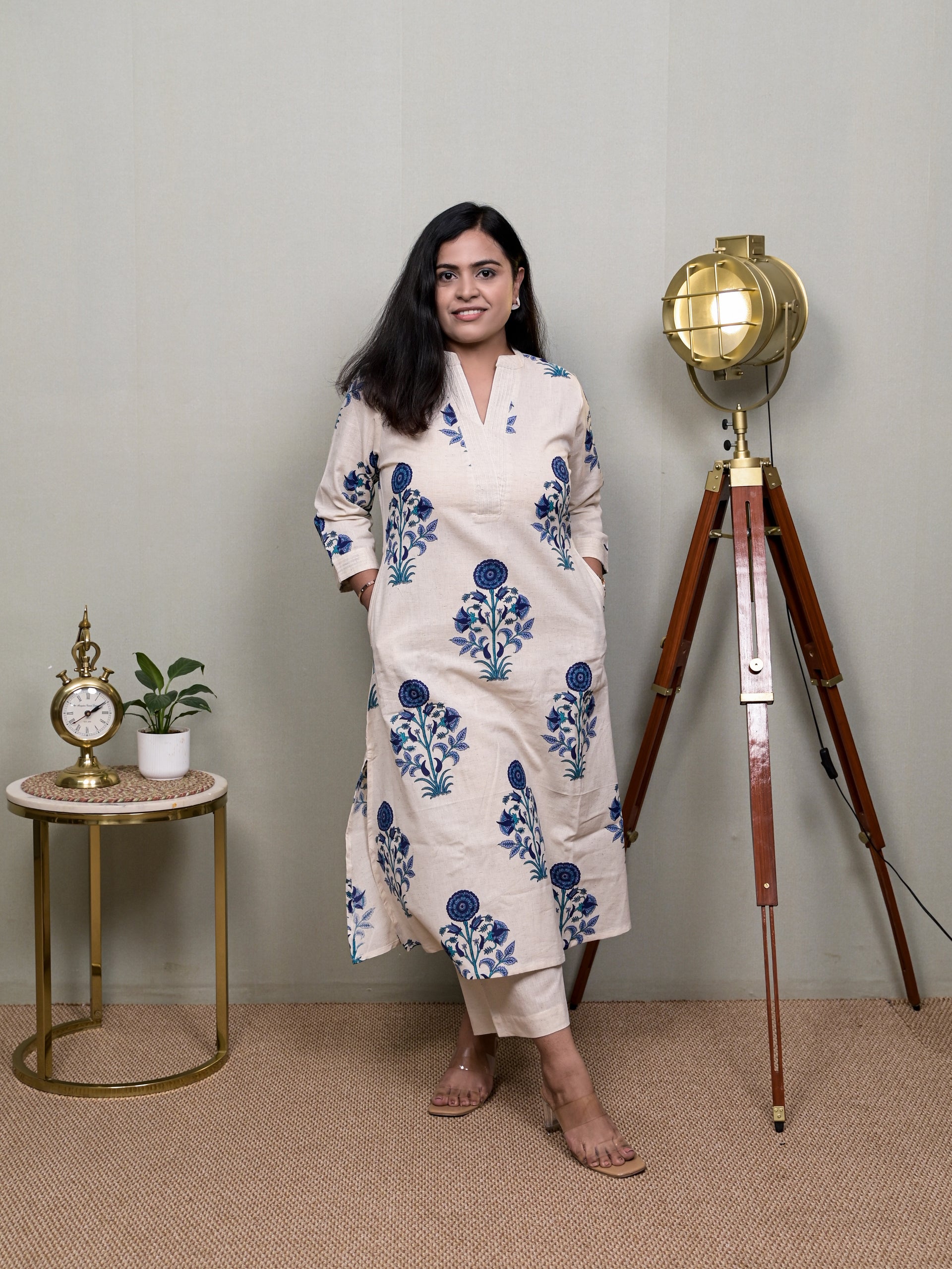 PURE POISE BLUE WHITE KURTI SET