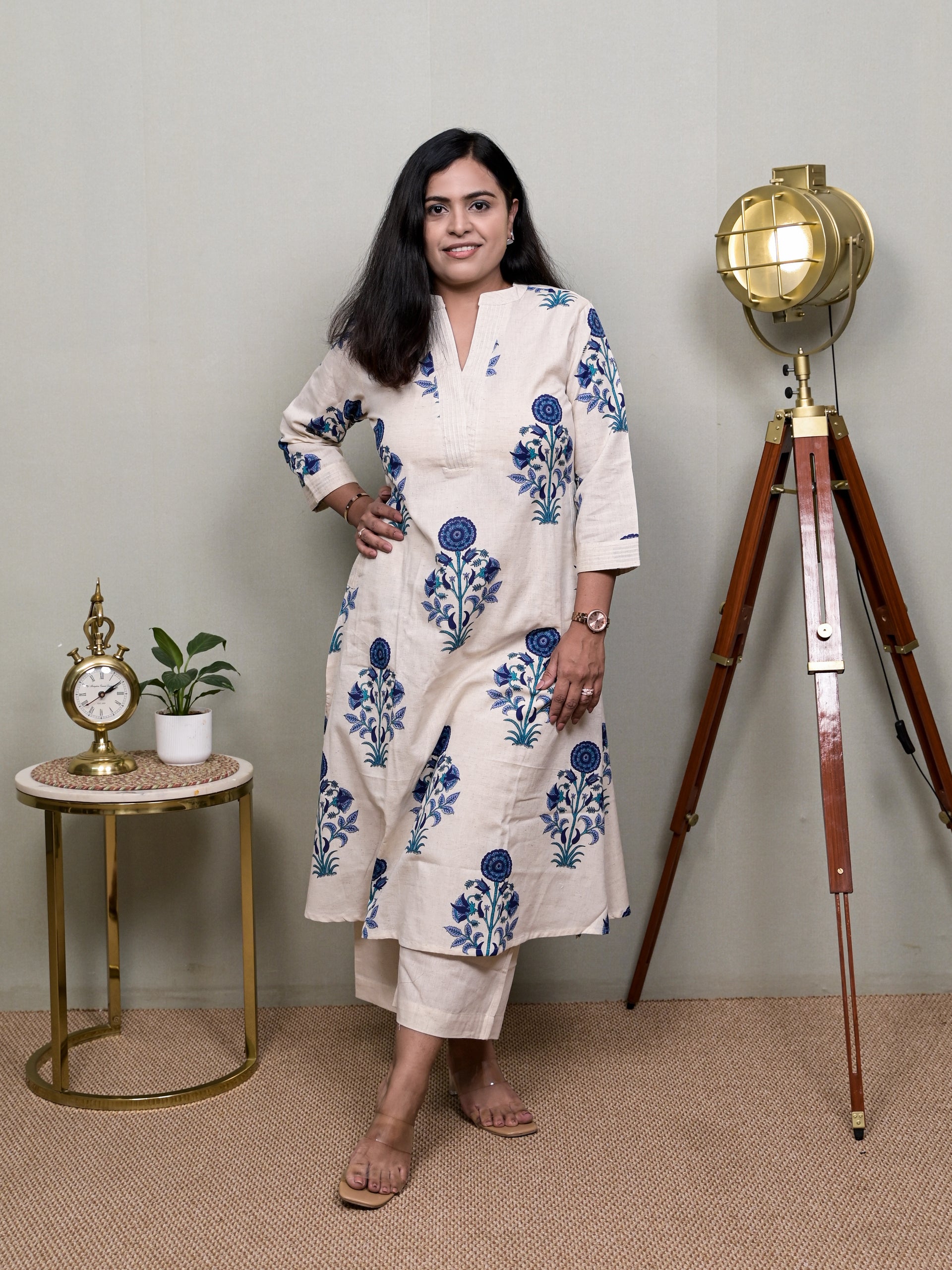 PURE POISE BLUE WHITE KURTI SET