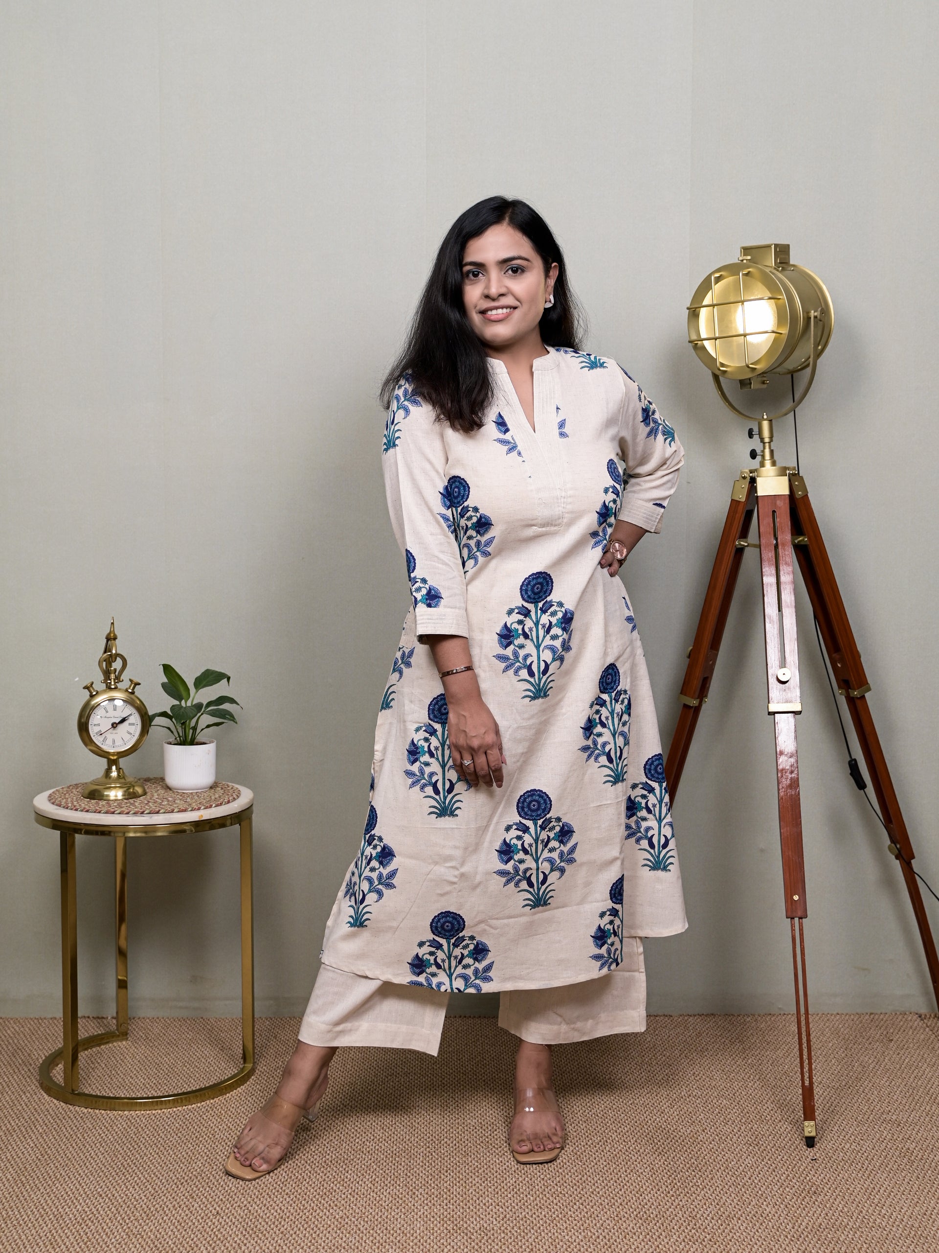 PURE POISE BLUE WHITE KURTI SET
