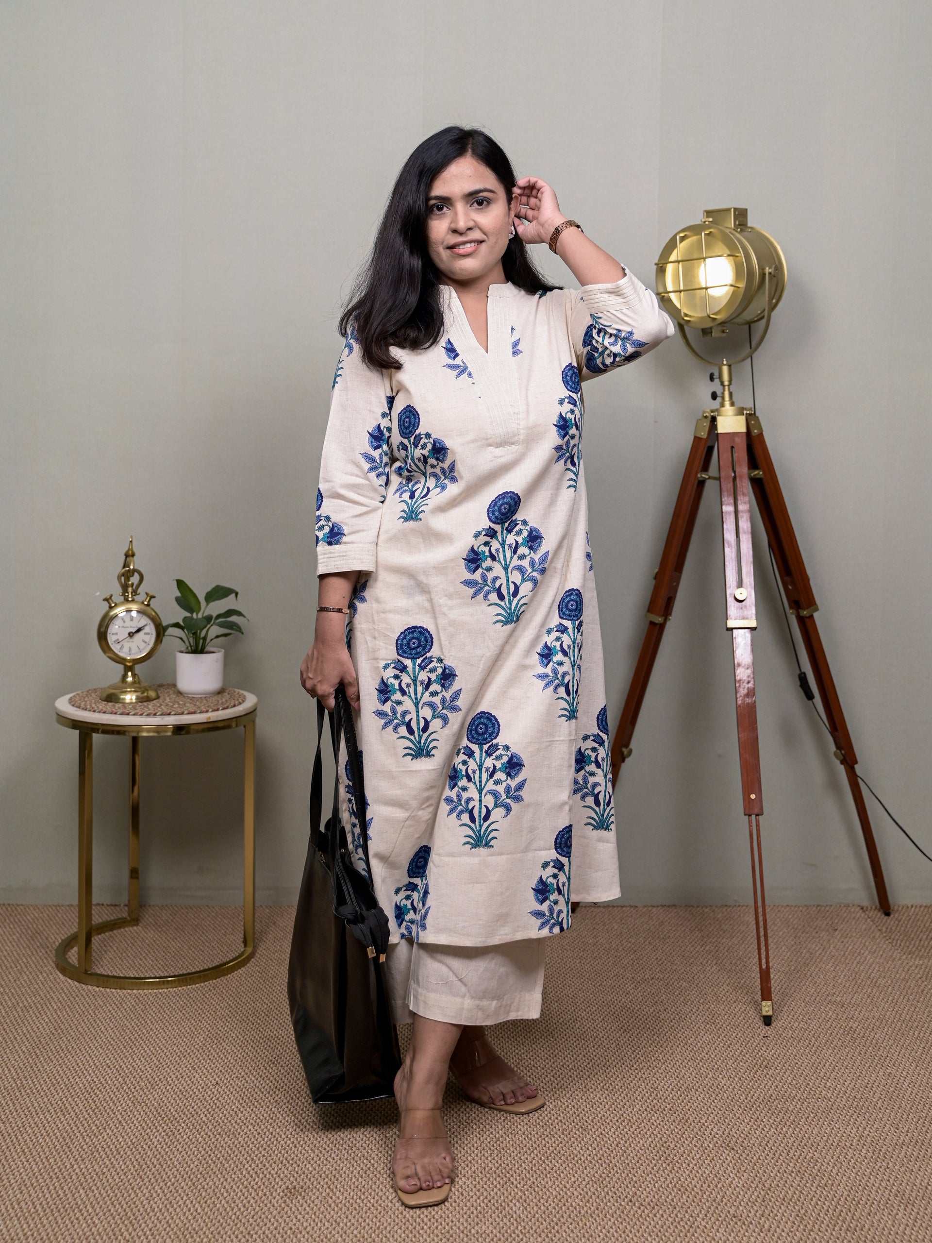 PURE POISE BLUE WHITE KURTI SET