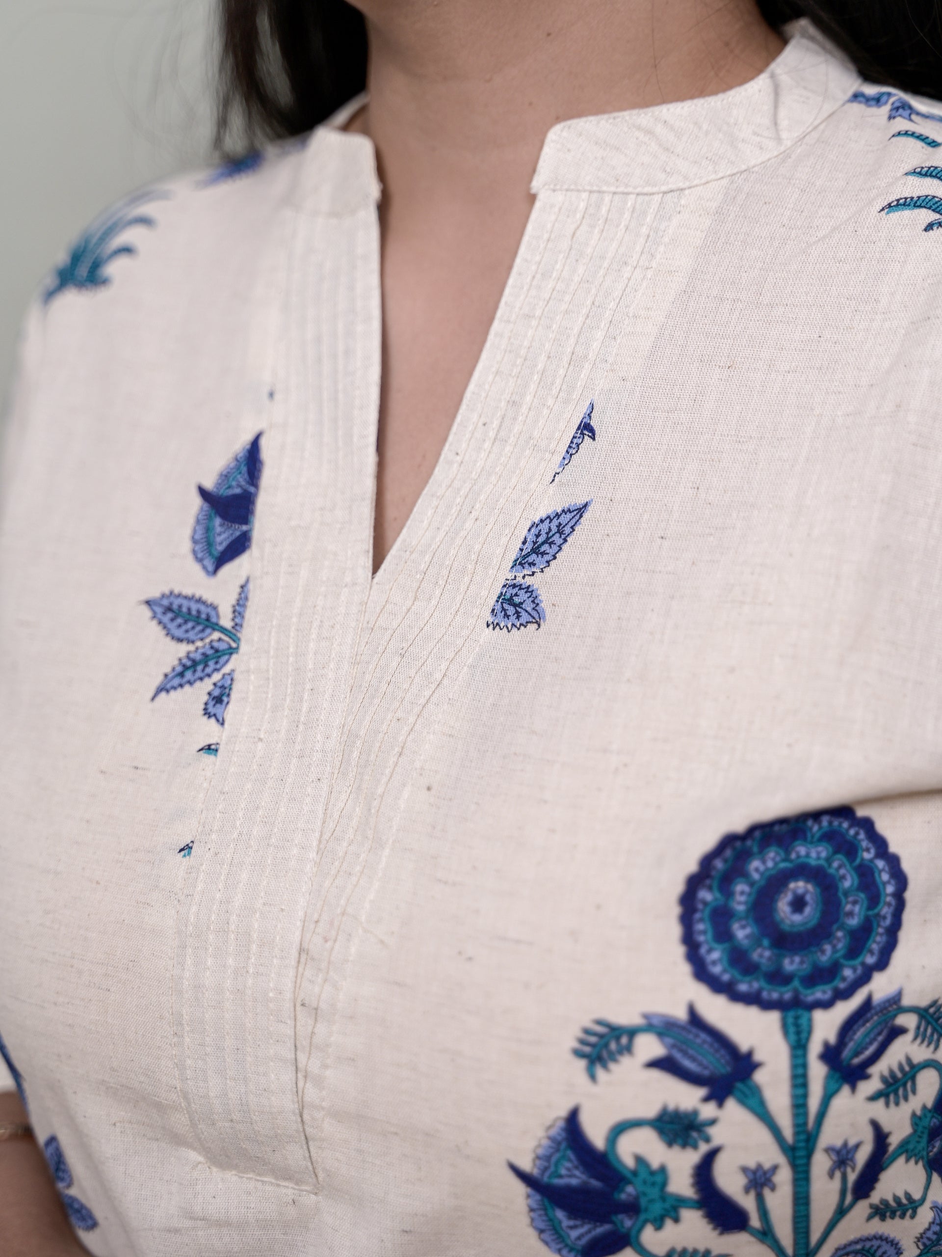 PURE POISE BLUE WHITE KURTI SET