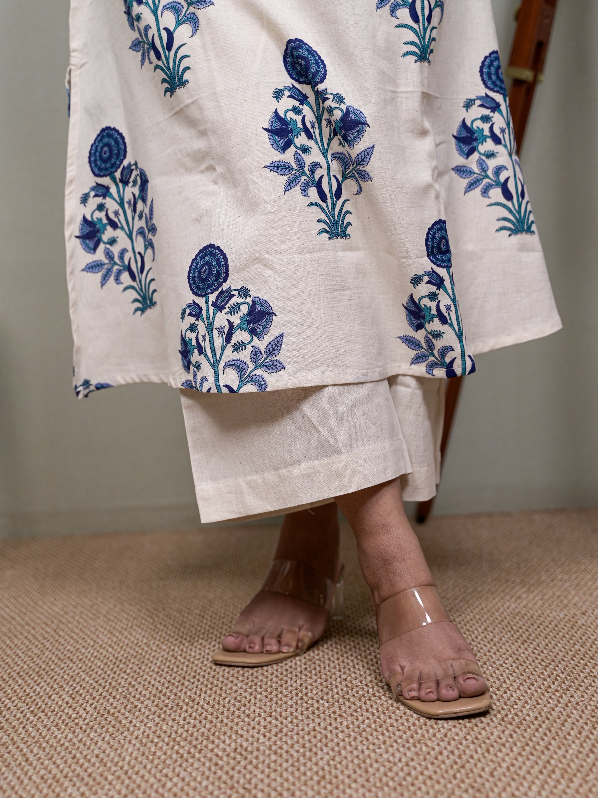 PURE POISE BLUE WHITE KURTI SET