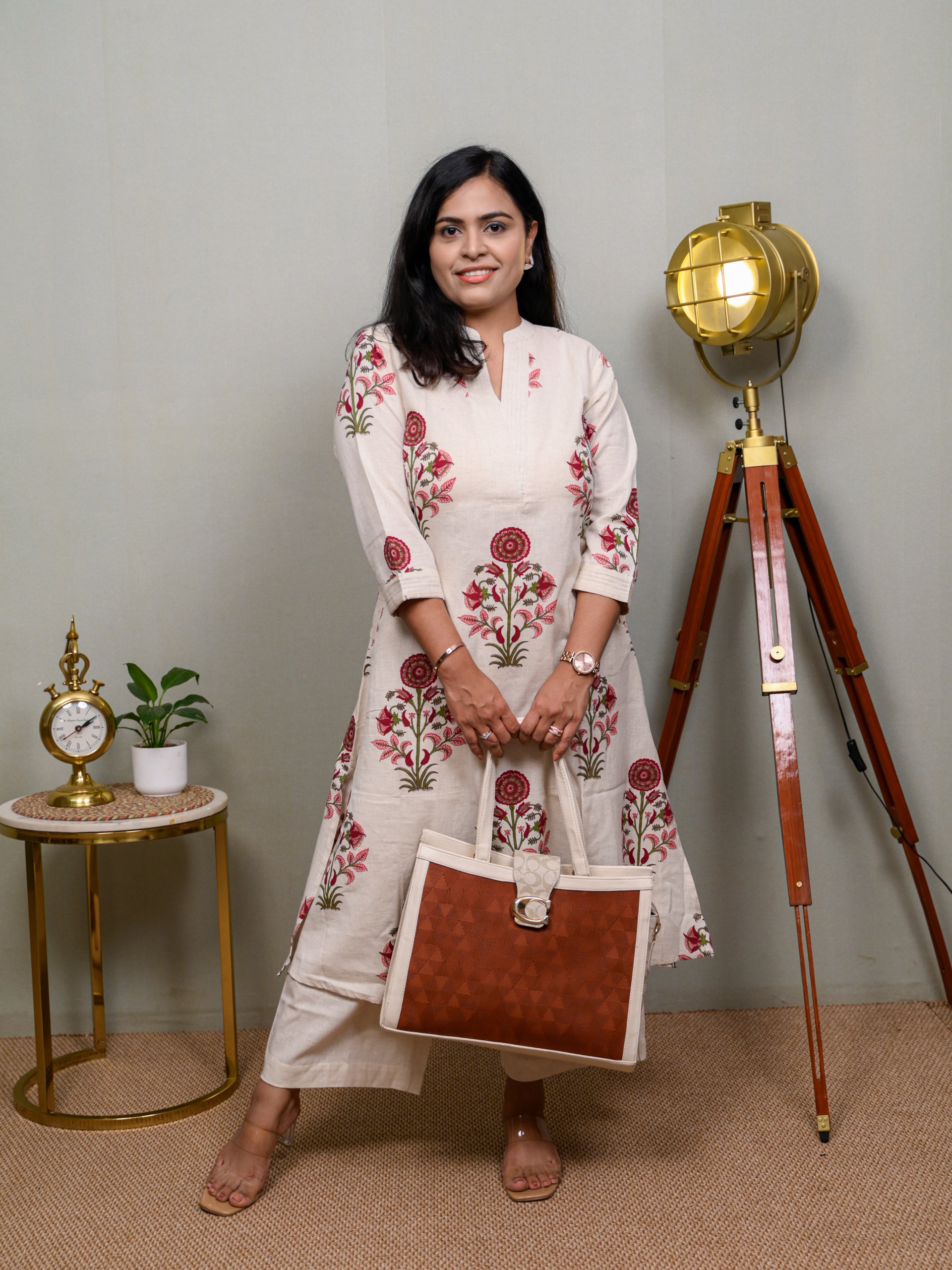 PURE POISE MAROON WHITE KURTA SET