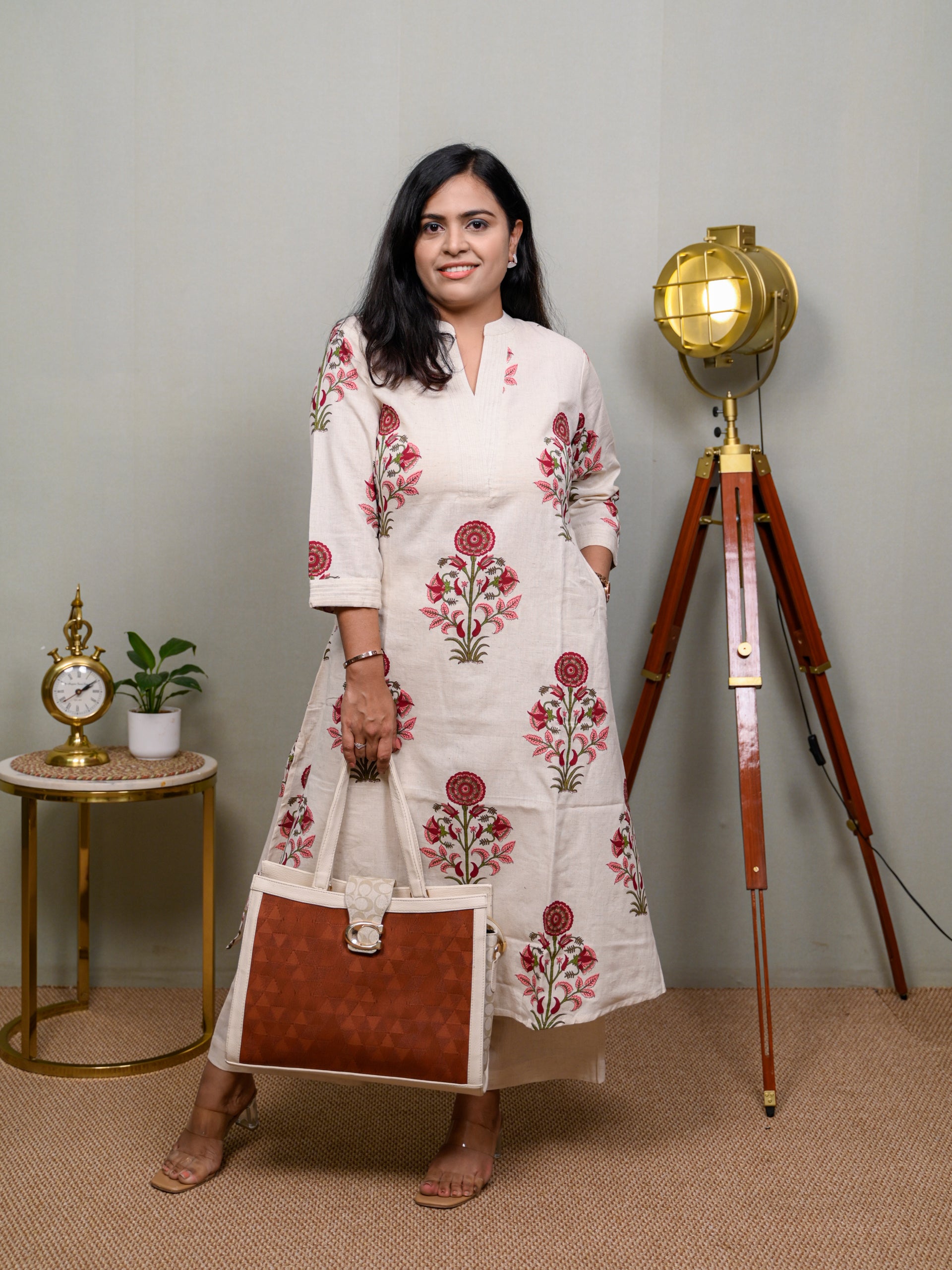 PURE POISE MAROON WHITE KURTA SET