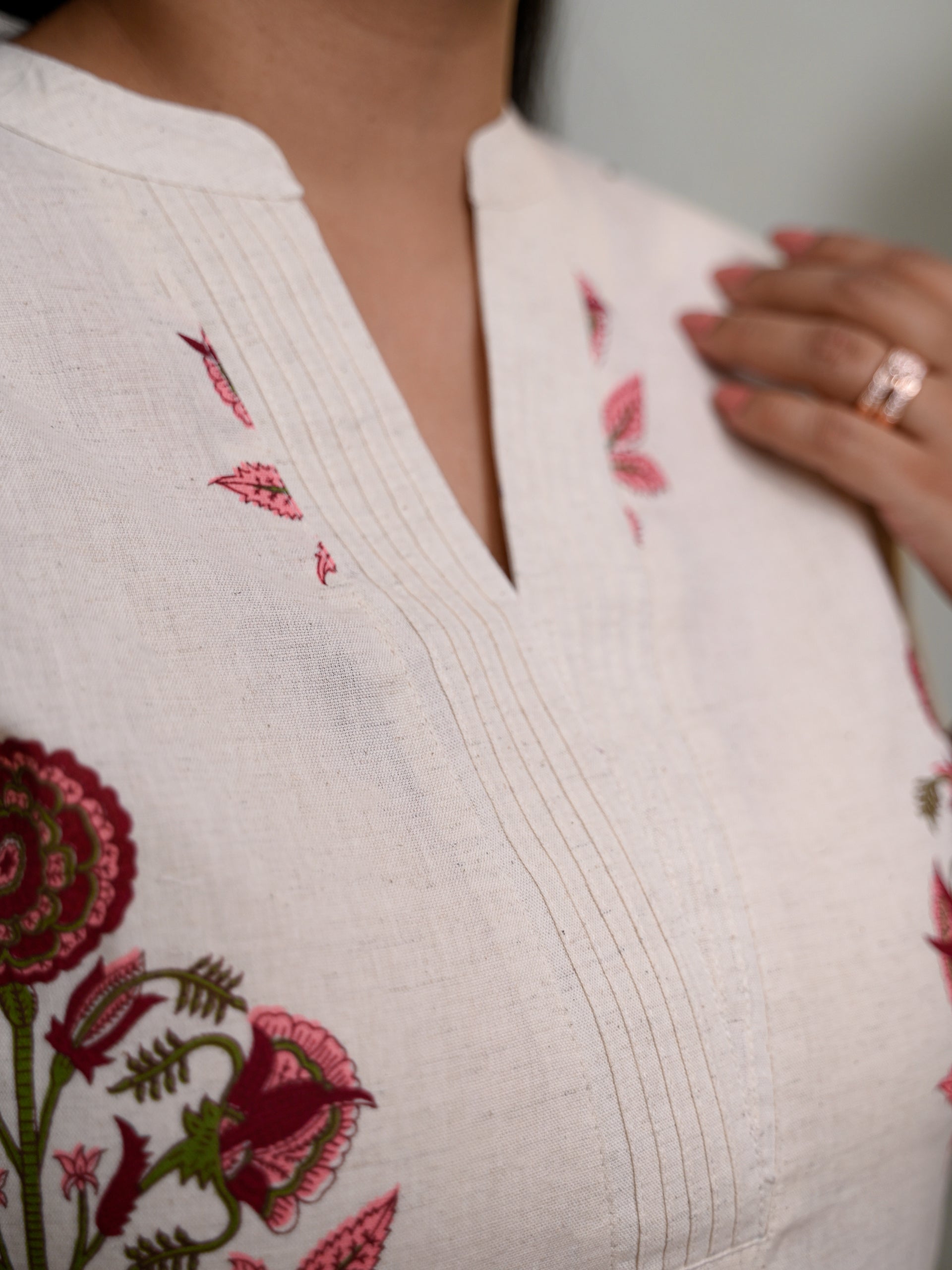 PURE POISE MAROON WHITE KURTA SET