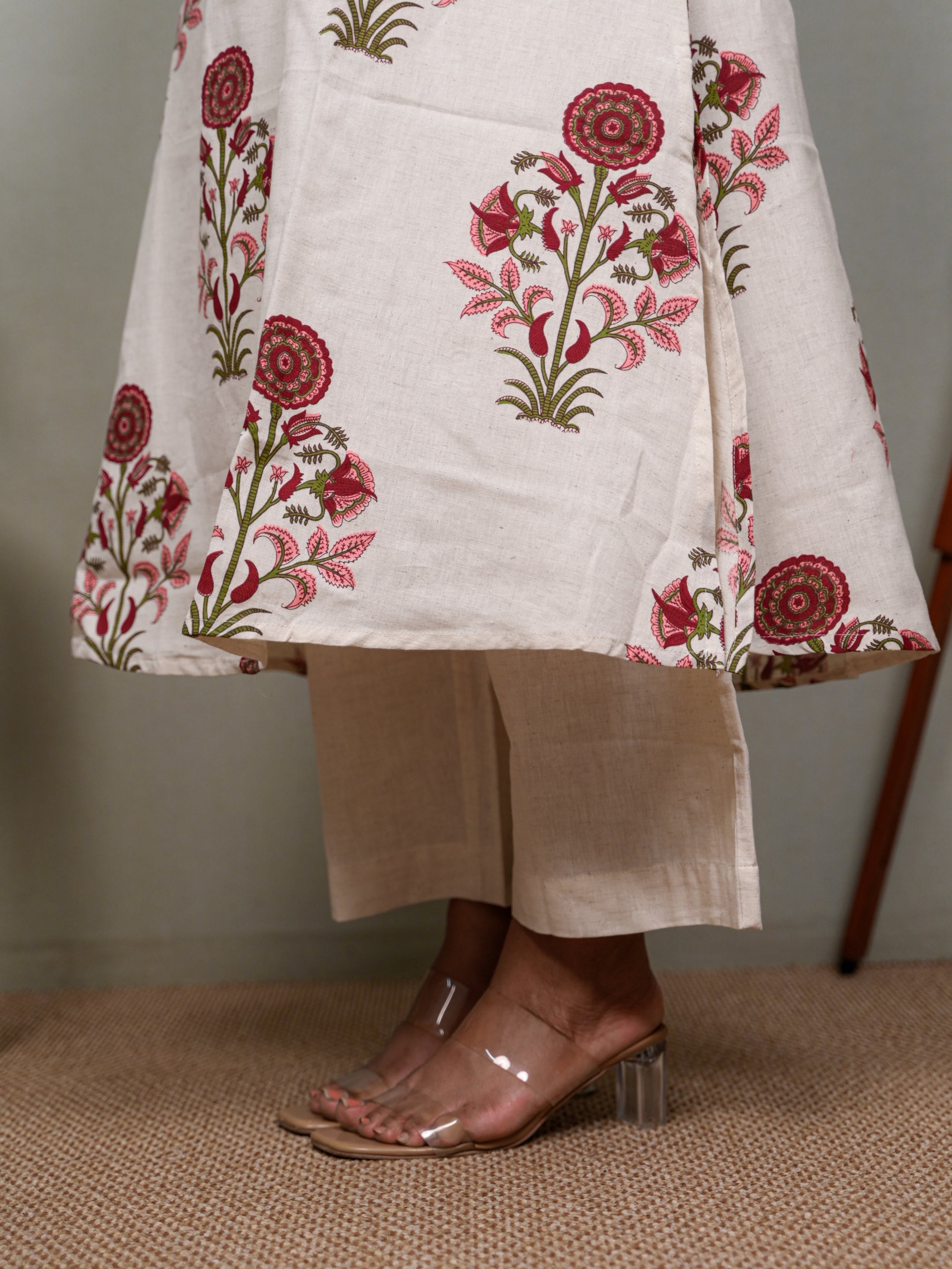 PURE POISE MAROON WHITE KURTA SET