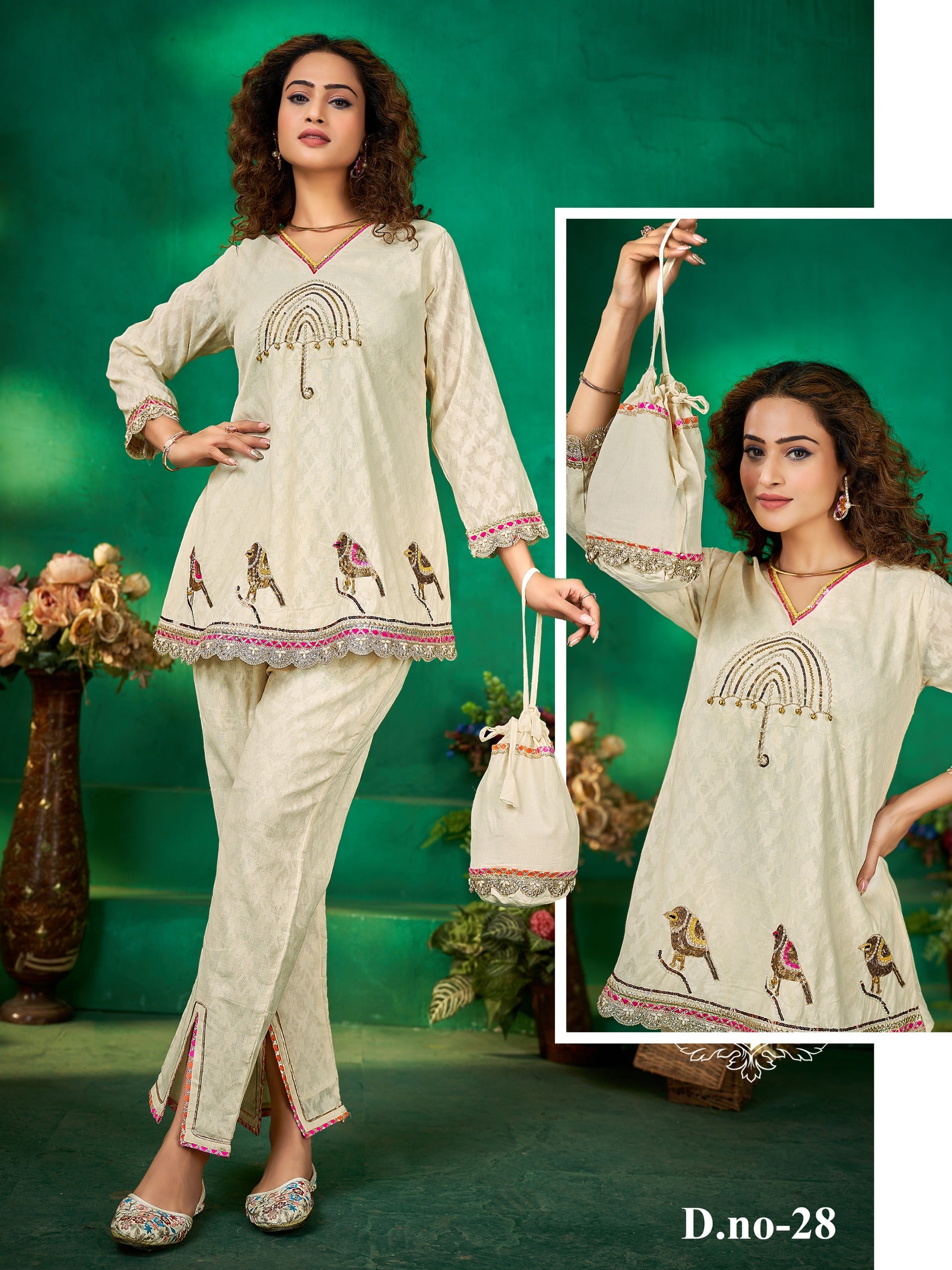 IVORY FESTIVE SCHIFFLI COTTON COORD SET (Copy)
