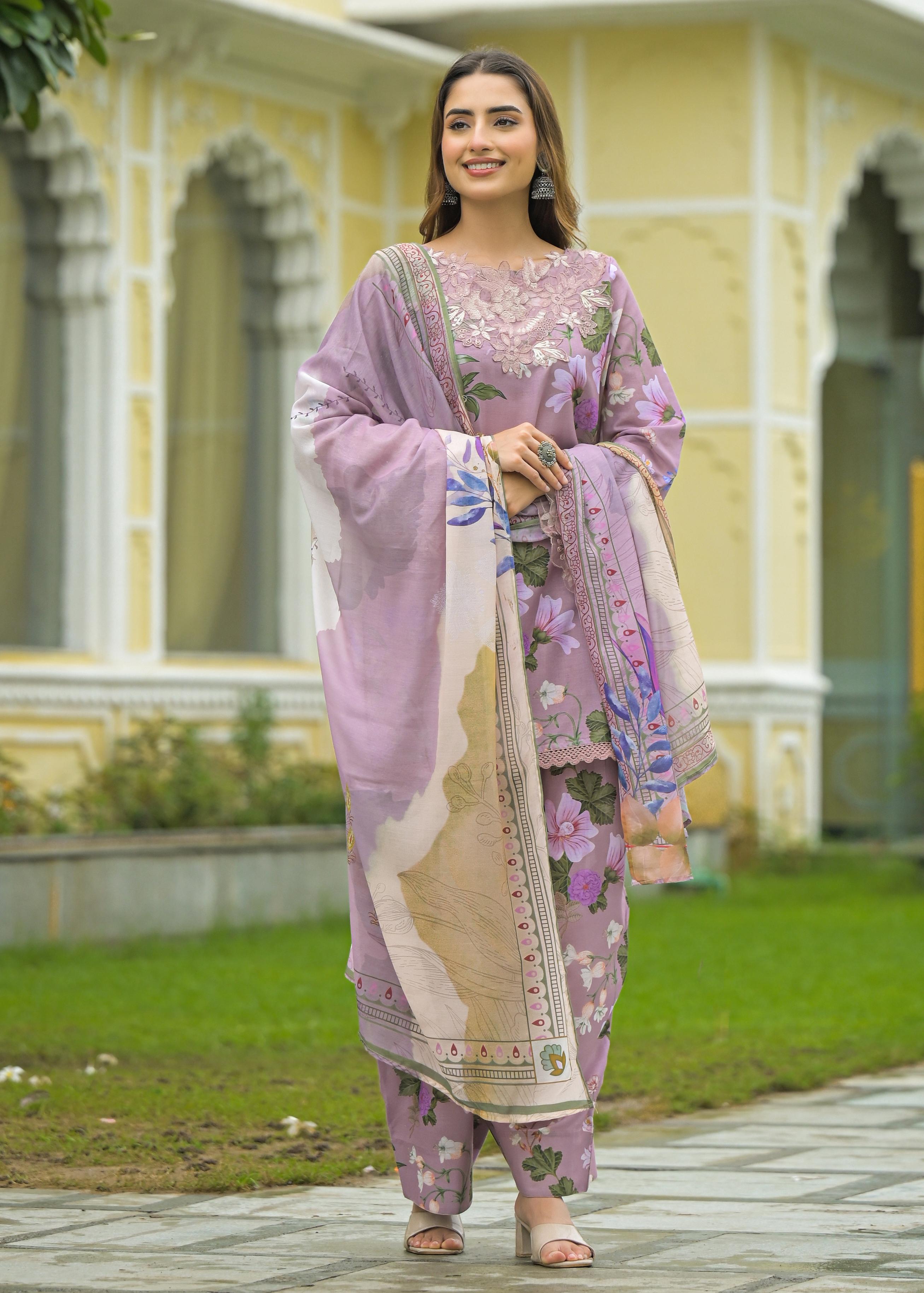 PERIWINKLE FLORAL FARSHI SALWAR SUIT SET (Copy) (Copy) (Copy)