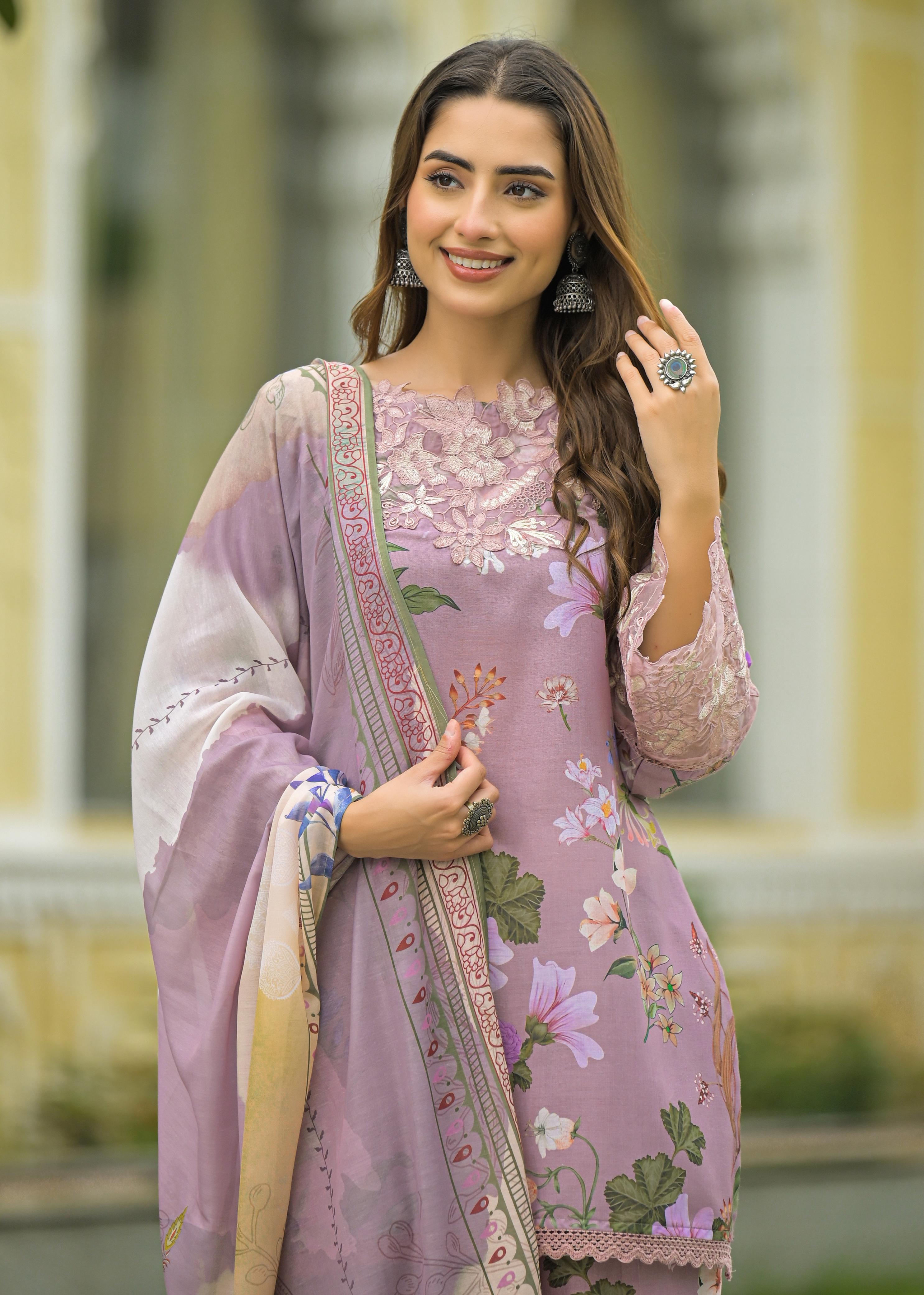 PERIWINKLE FLORAL FARSHI SALWAR SUIT SET (Copy) (Copy) (Copy)