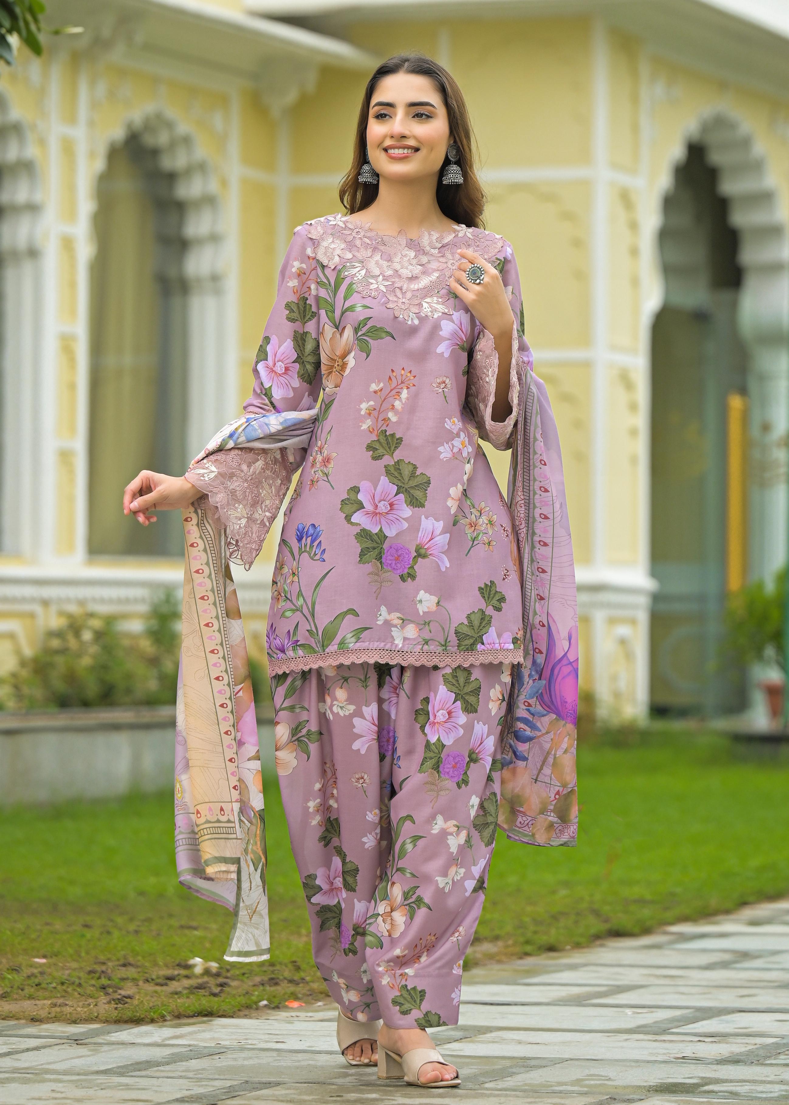 PERIWINKLE FLORAL FARSHI SALWAR SUIT SET (Copy) (Copy) (Copy)