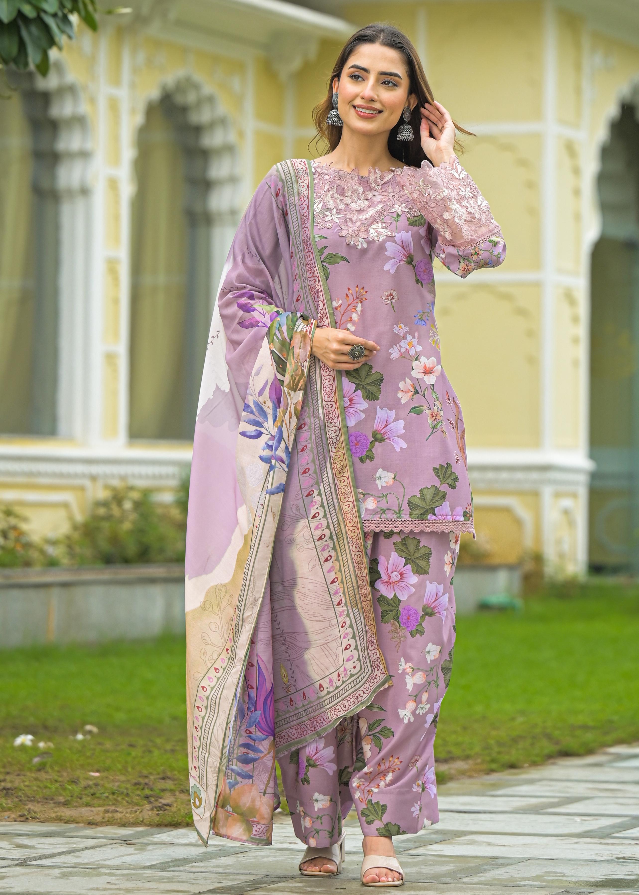 PERIWINKLE FLORAL FARSHI SALWAR SUIT SET (Copy) (Copy) (Copy)