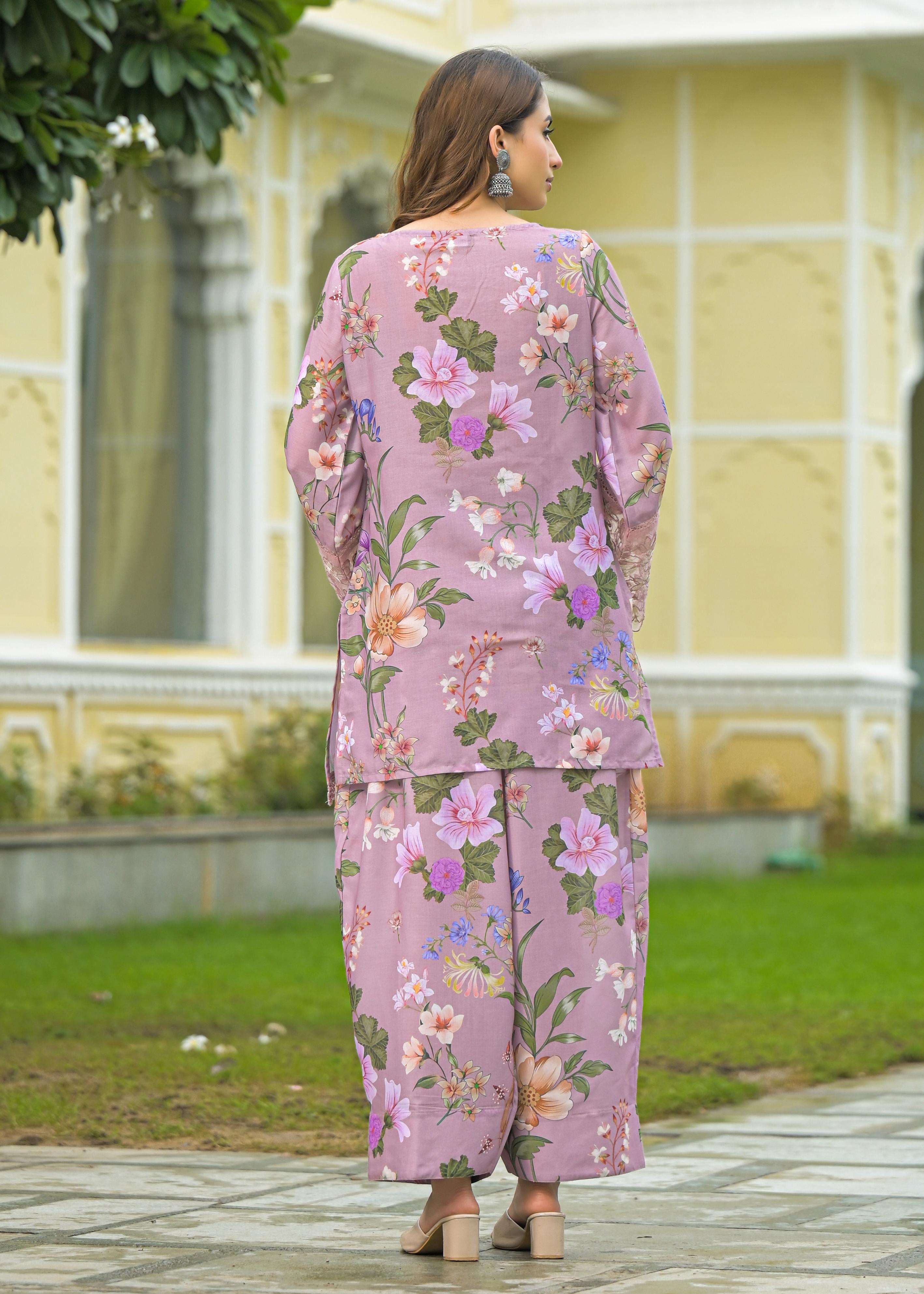 PERIWINKLE FLORAL FARSHI SALWAR SUIT SET (Copy) (Copy) (Copy)