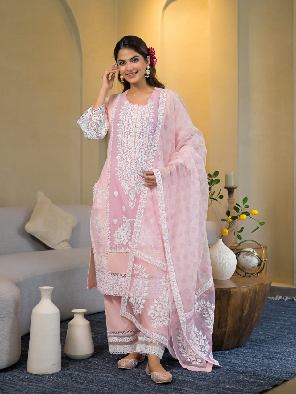 ADAH POWDER PINK COTTON SUIT SET (Copy)