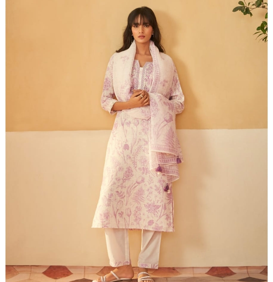 SERENE PINK WHITE LINEN SUIT SET (Copy)