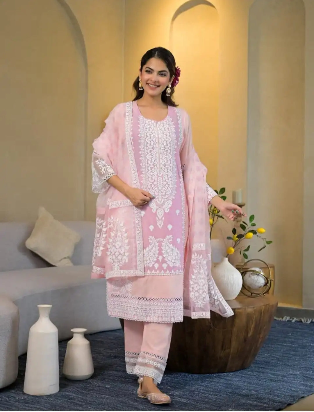 ADAH POWDER PINK COTTON SUIT SET (Copy)