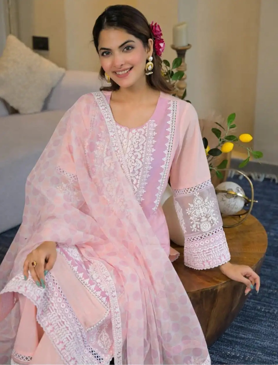 ADAH POWDER PINK COTTON SUIT SET (Copy)