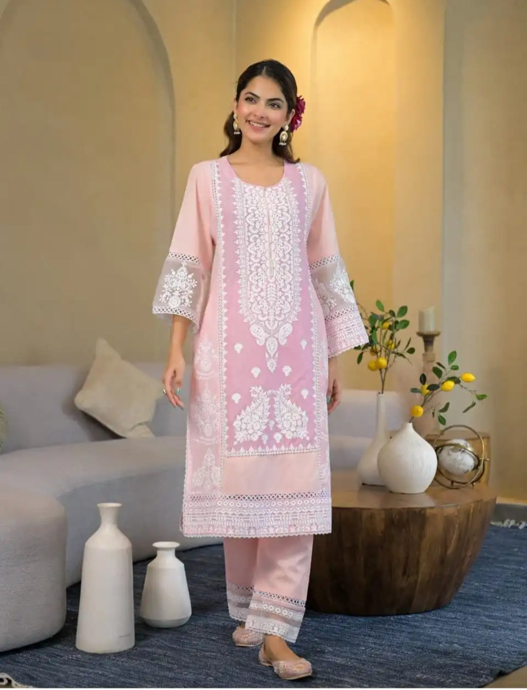 ADAH POWDER PINK COTTON SUIT SET (Copy)