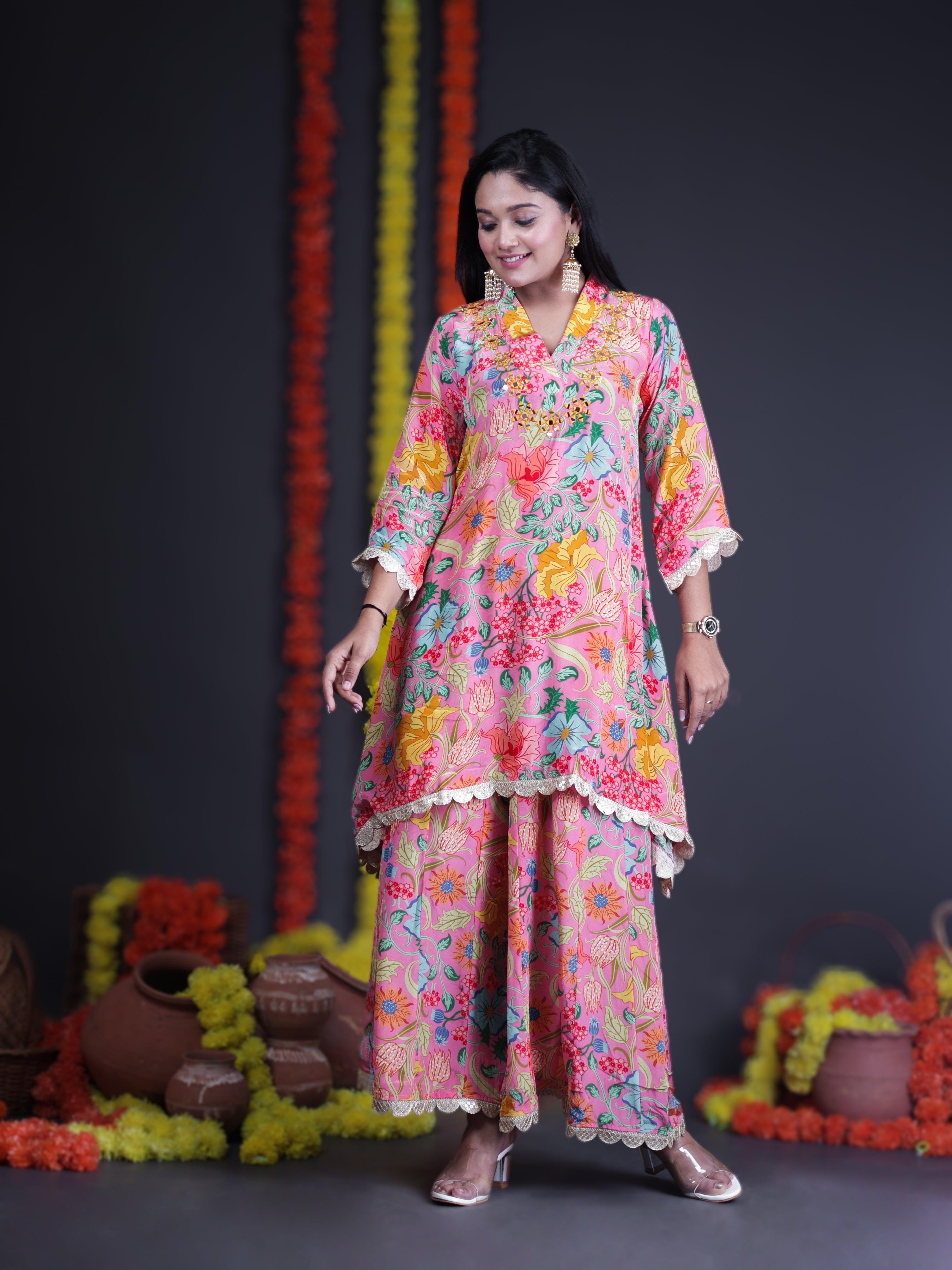 SONGS OF SPRING MULTICOLOR CREPE CO-ORD SET