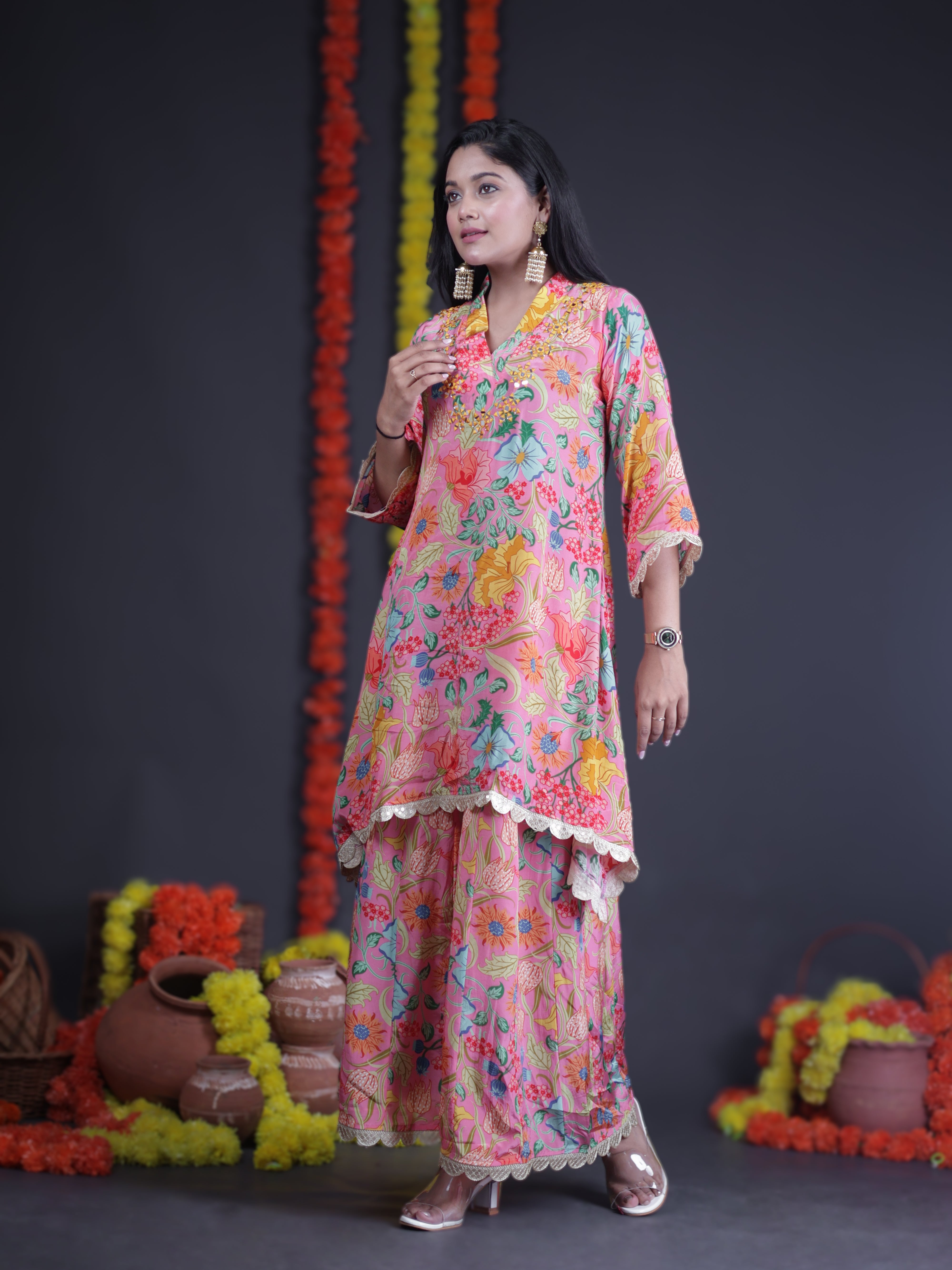 SONGS OF SPRING MULTICOLOR CREPE CO-ORD SET