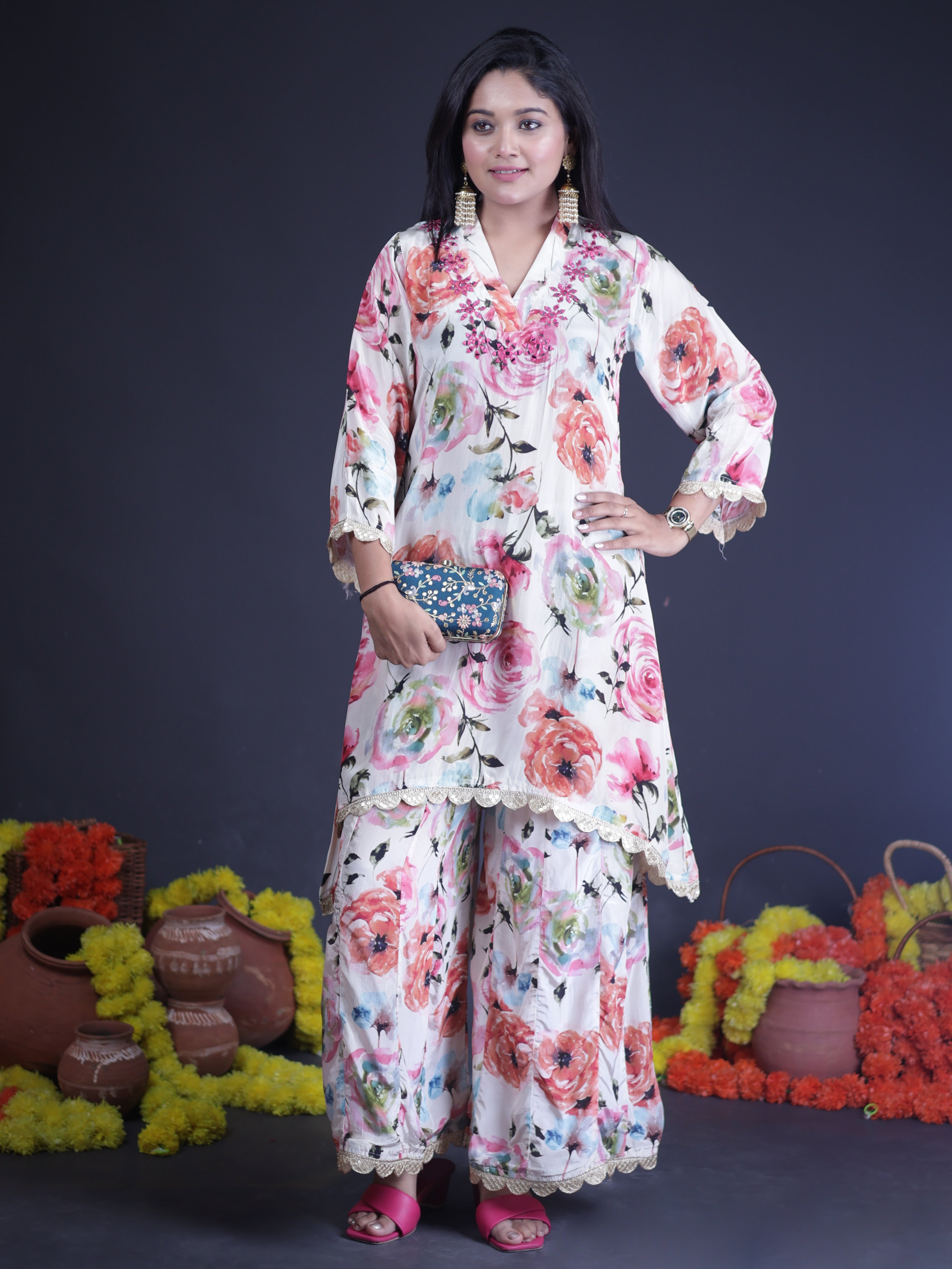 SONGS OF SPRING IVORY CREPE CO-ORD SET