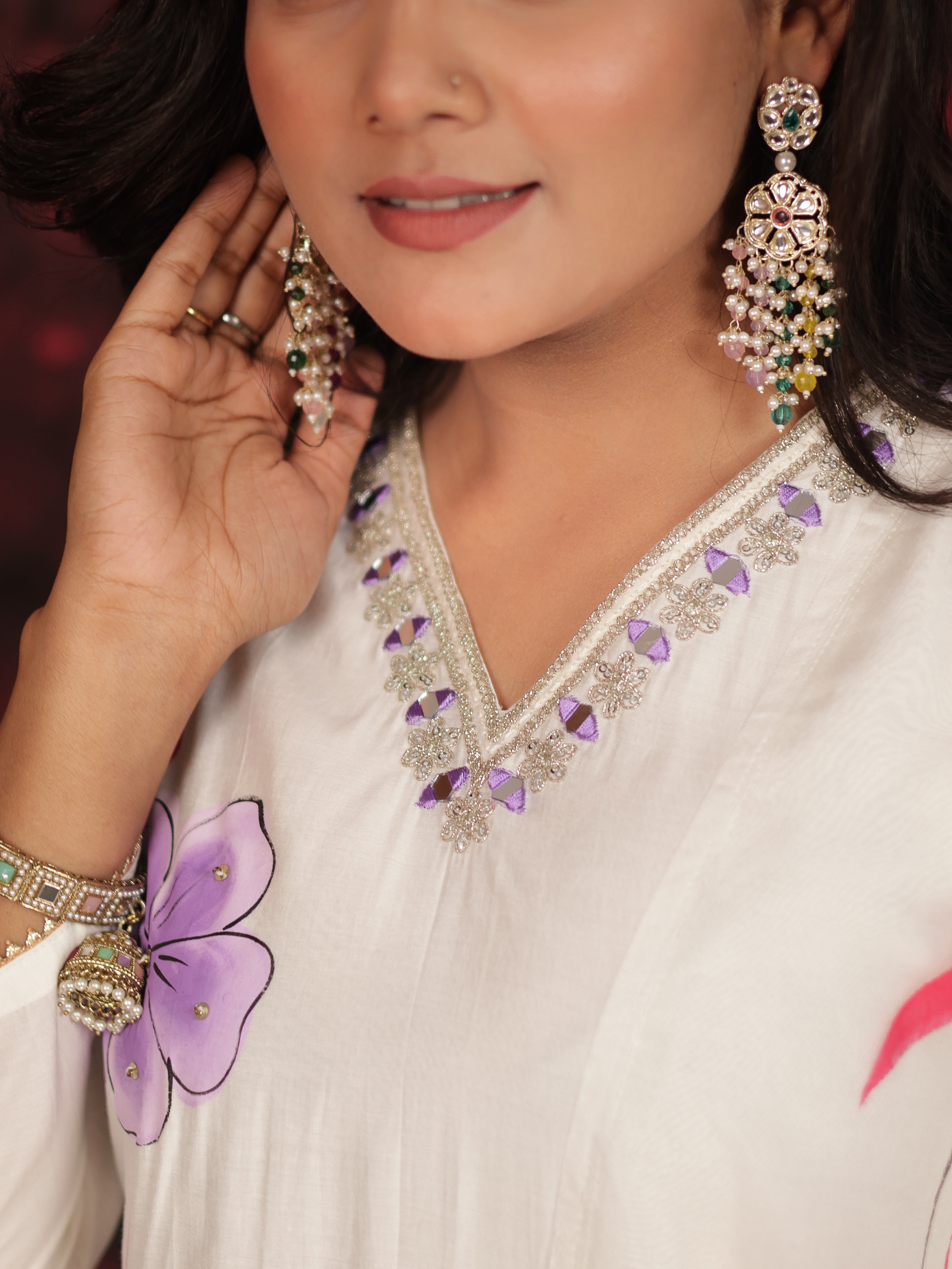 RANGKAARI BRUSH PAINTED COTTON SILK SUIT SET