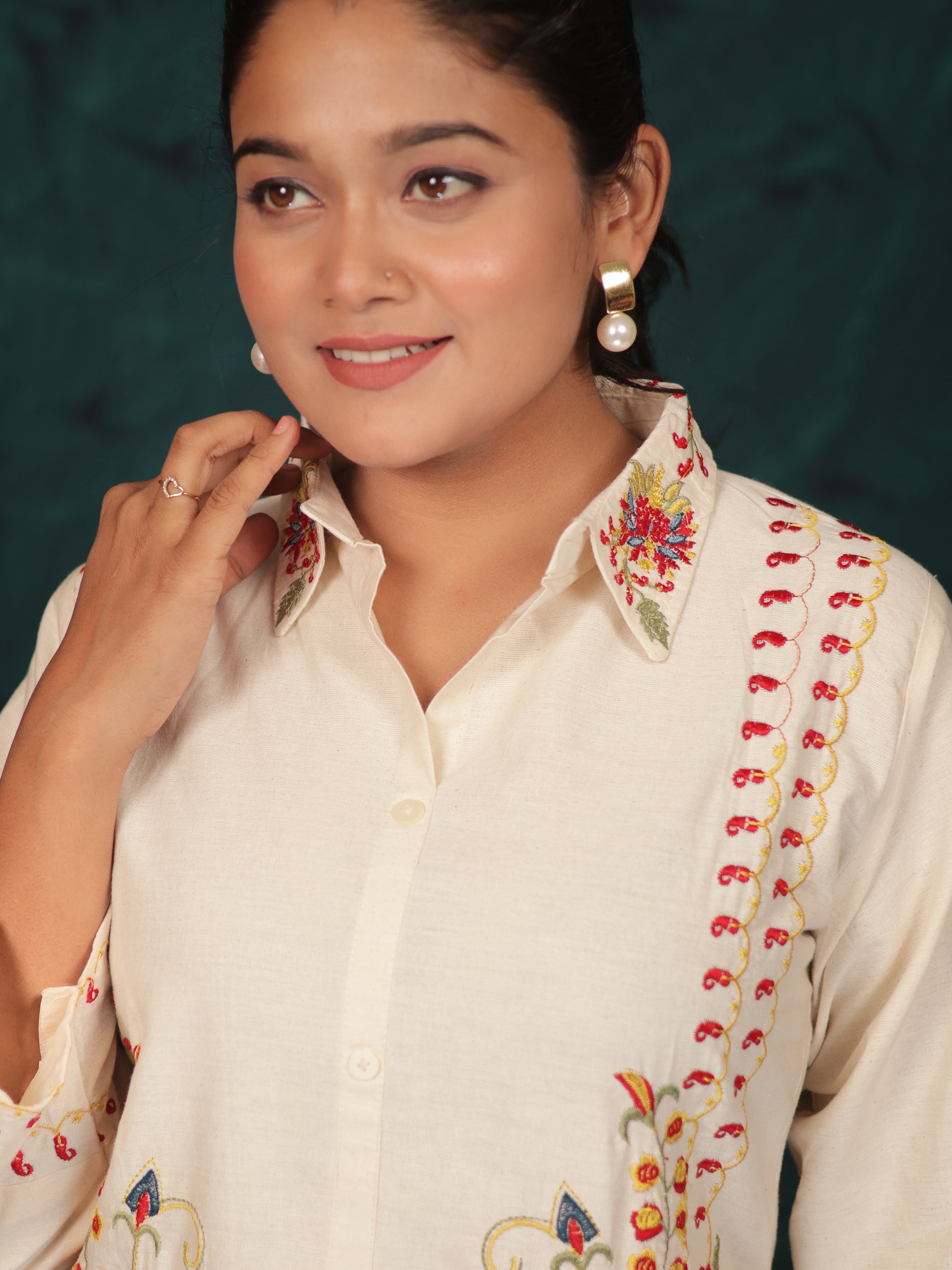 TAARINI MULTICOLOR EMBROIDERED COTTON COORD SET