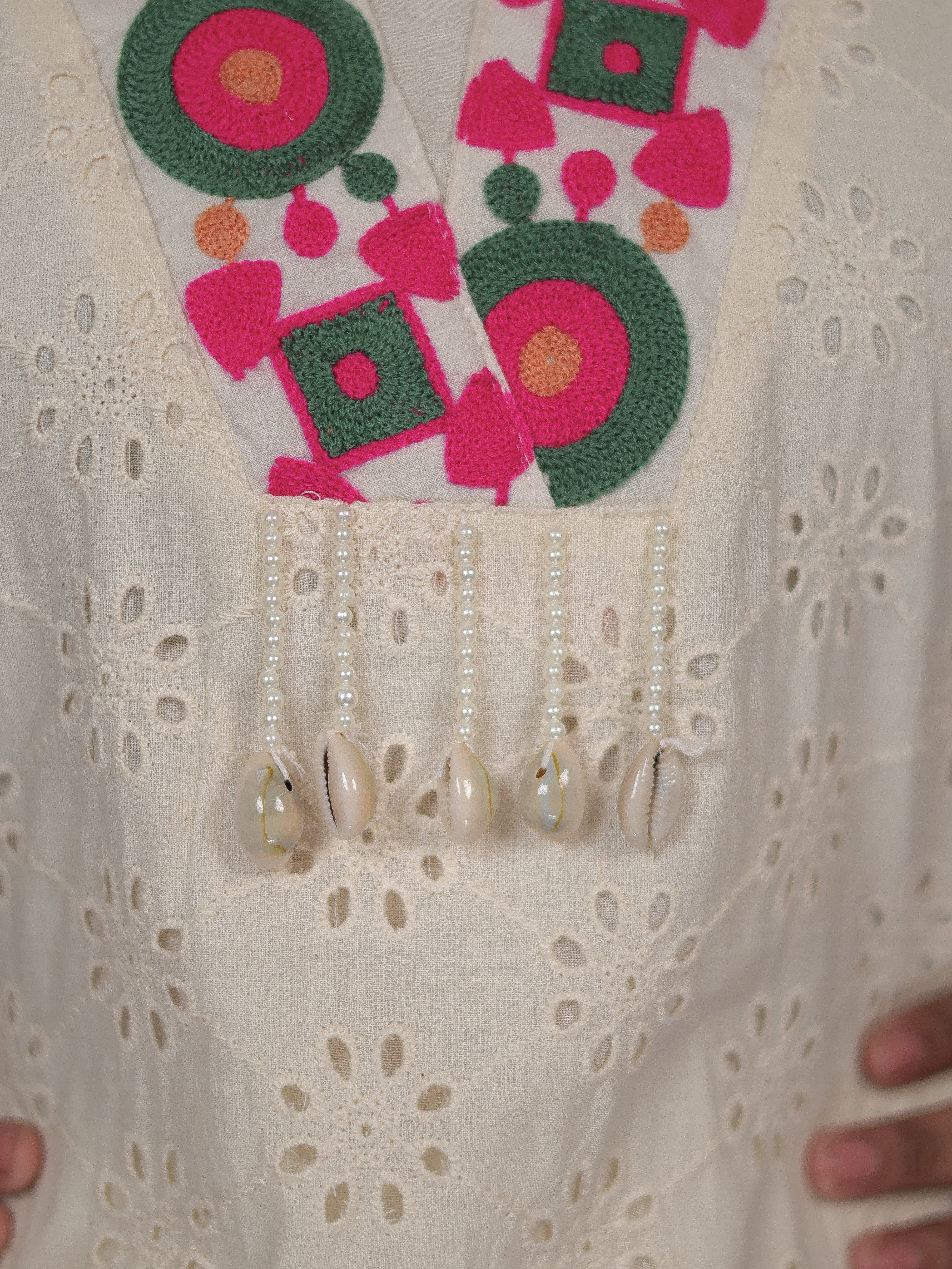 IVORY BOHO EMBROIDERED COTTON COORD SET