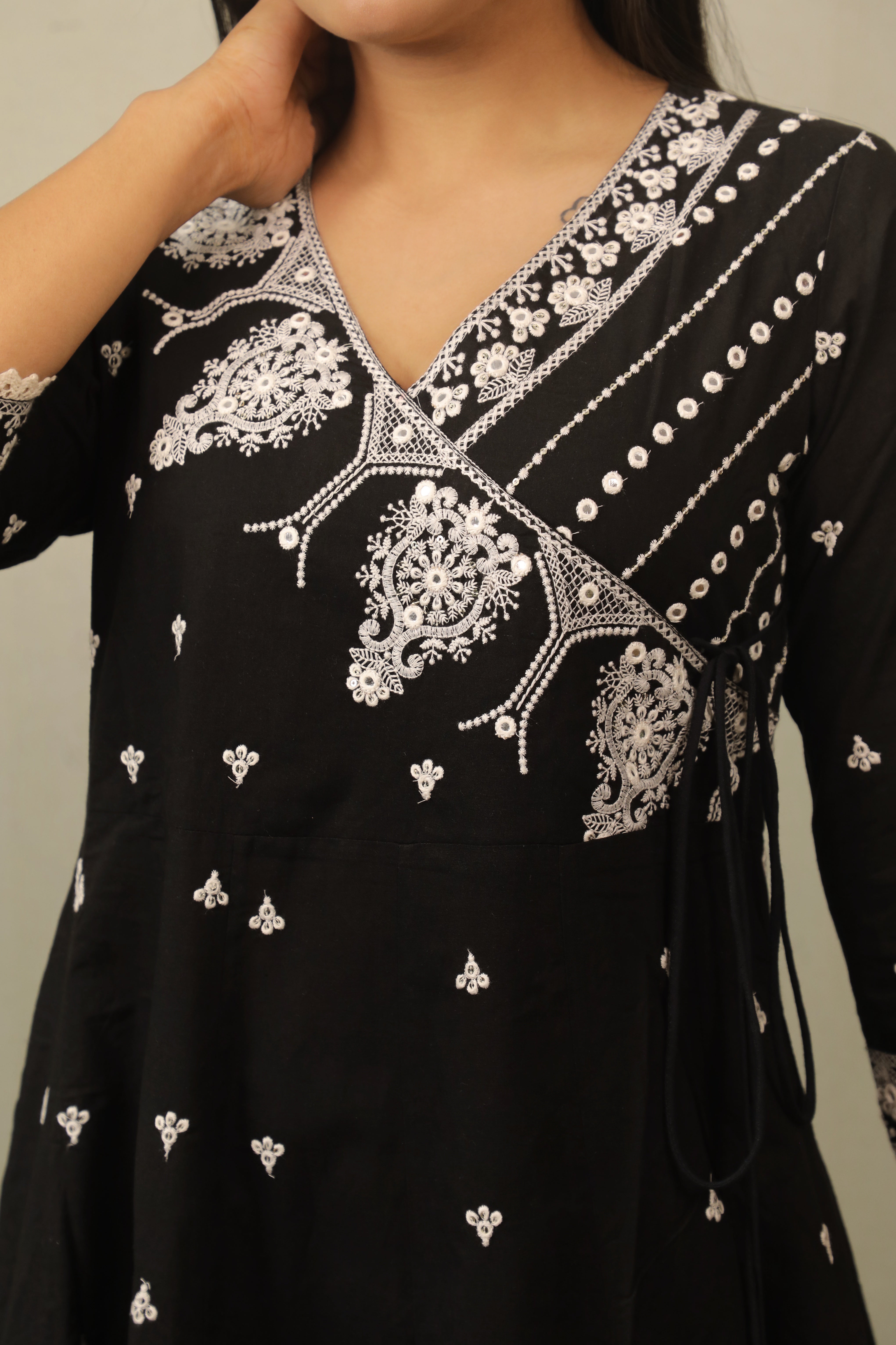BLACK ANARKALI COTTON SUIT SET