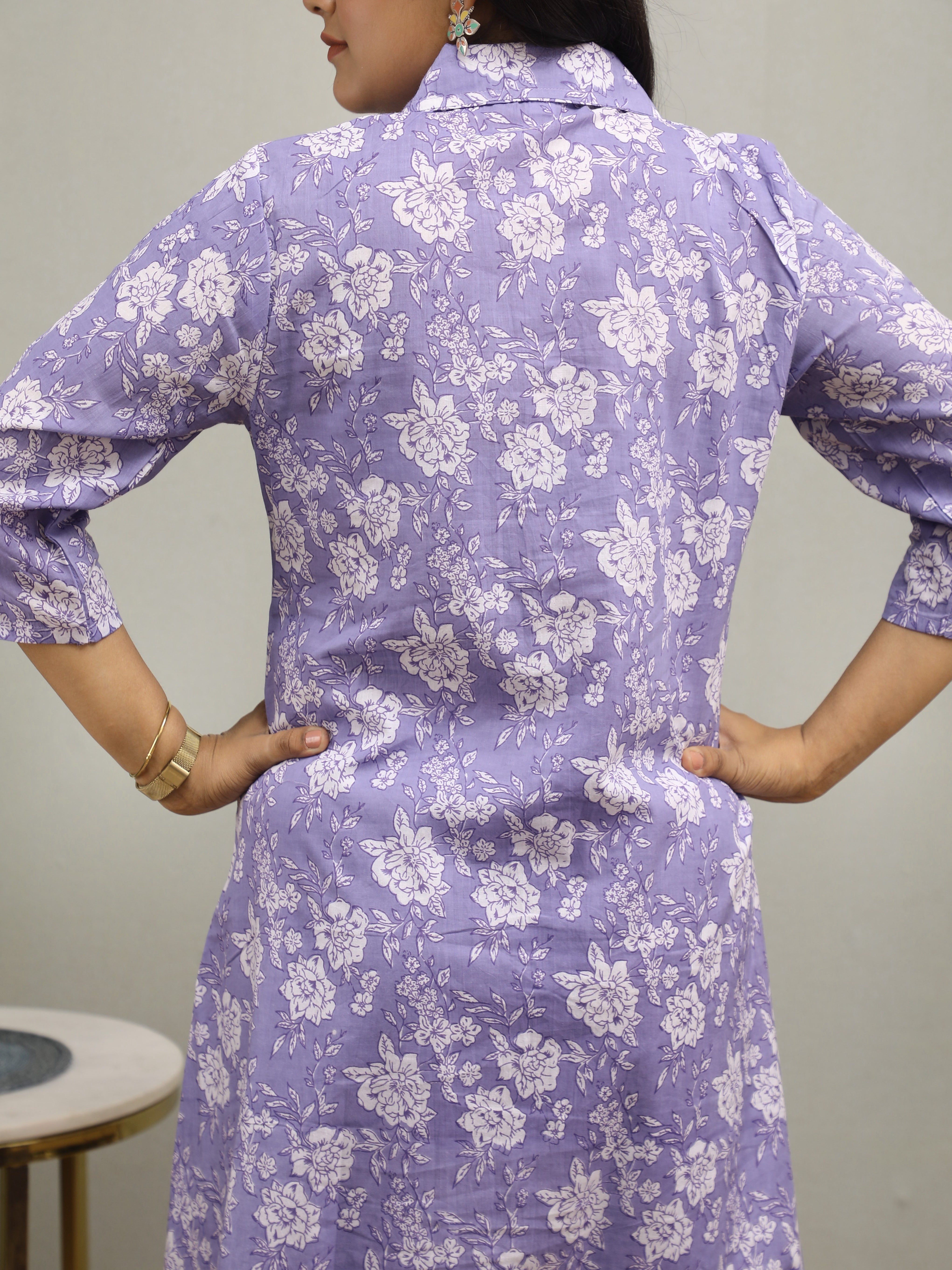LAVENDER  PRINT SHIRT STYLE KURTA