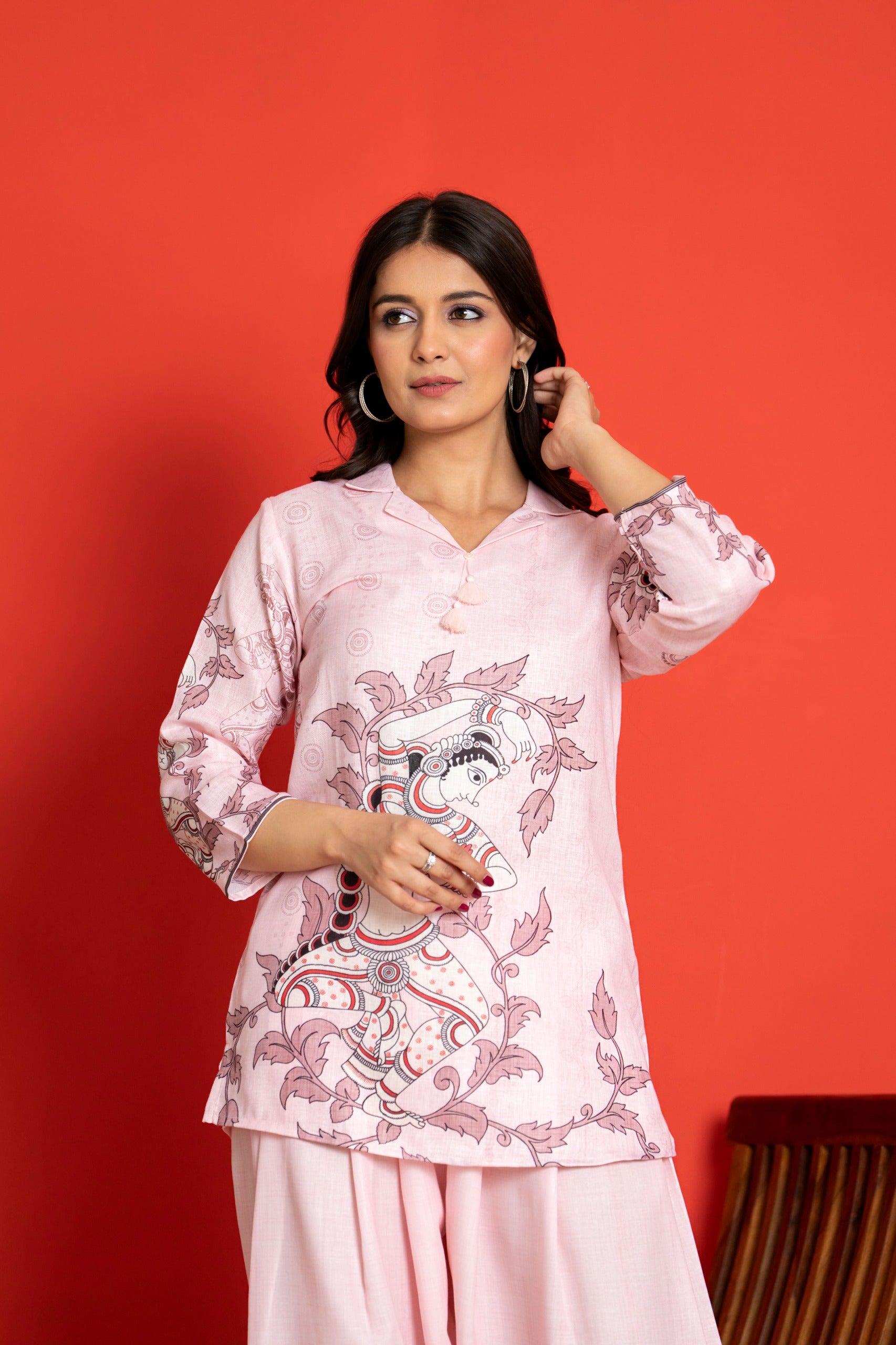NATYAROOP BLUSH PINK LINEN FARSHI COORD SET