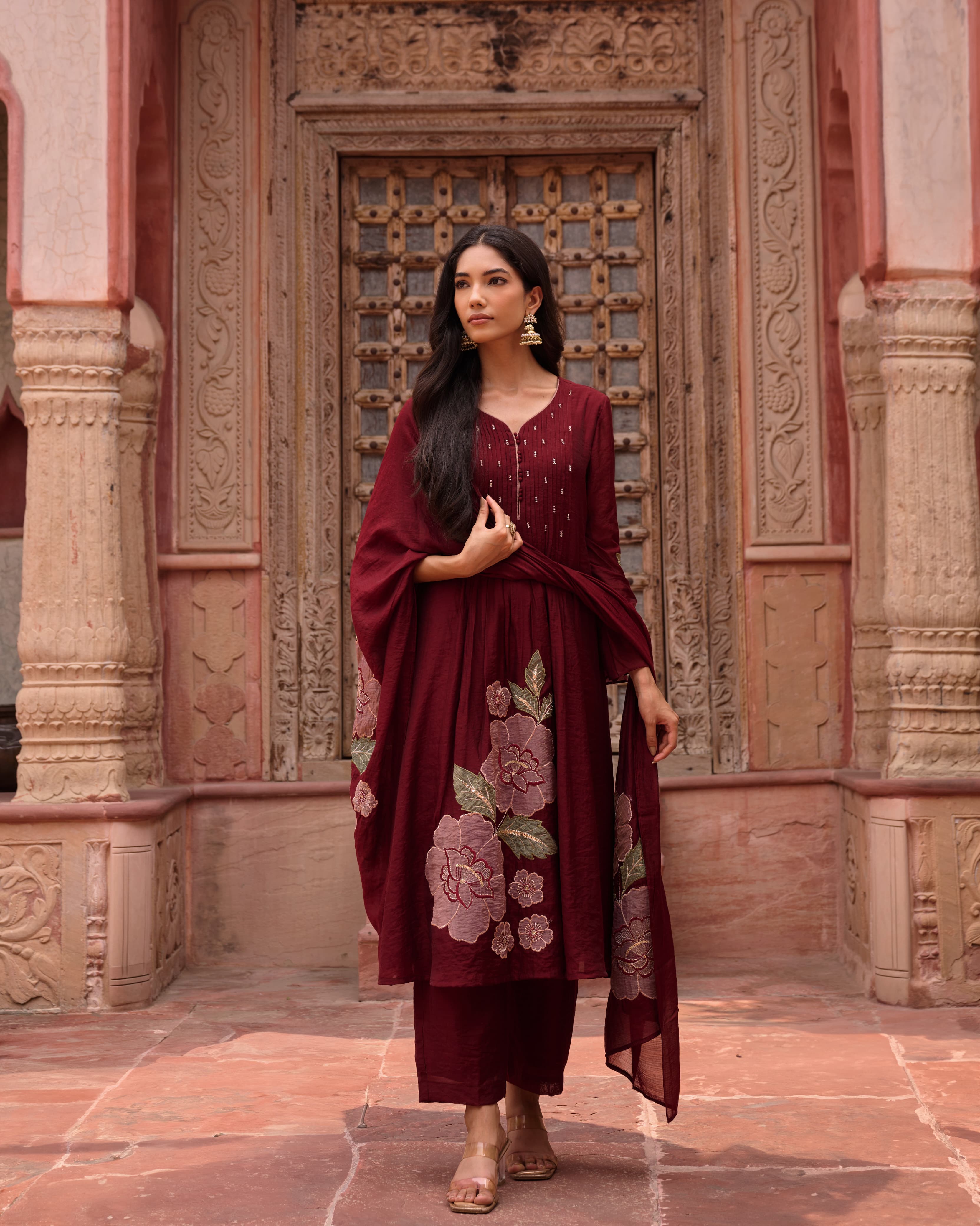 GULNAAR MUL CHANDERI SUIT SET