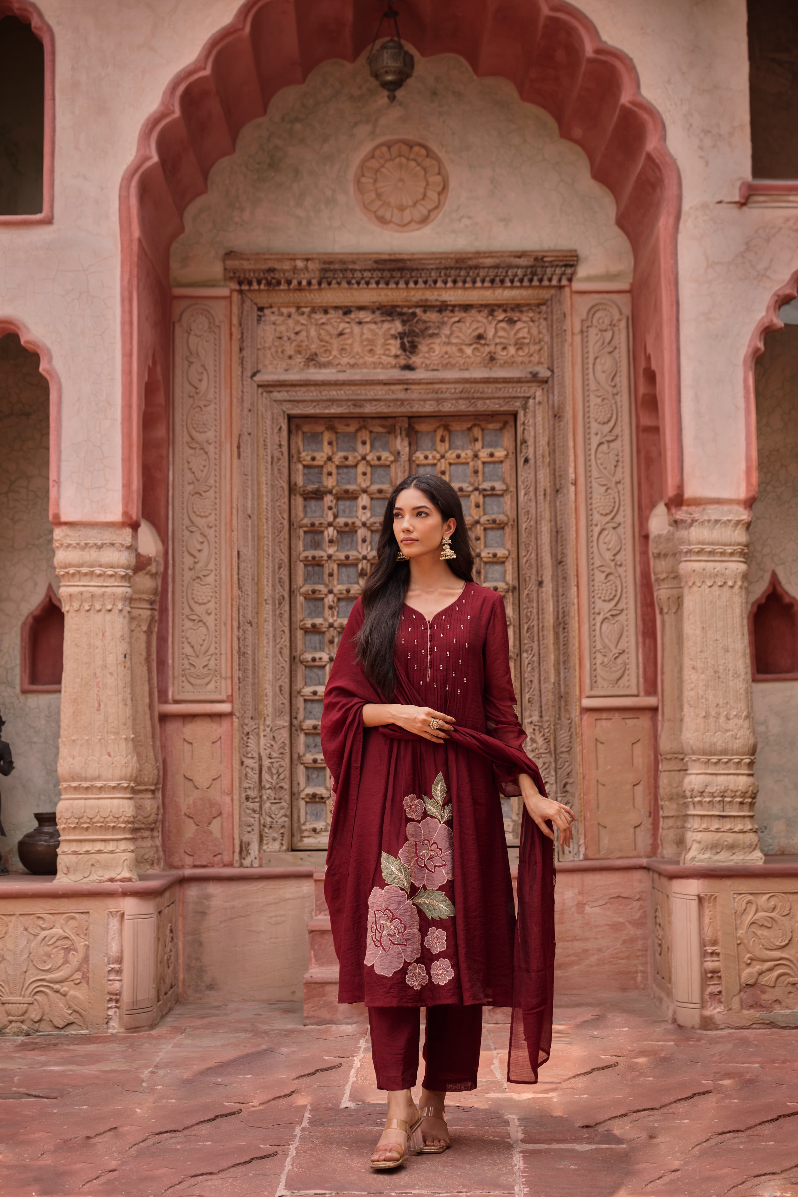 GULNAAR MUL CHANDERI SUIT SET