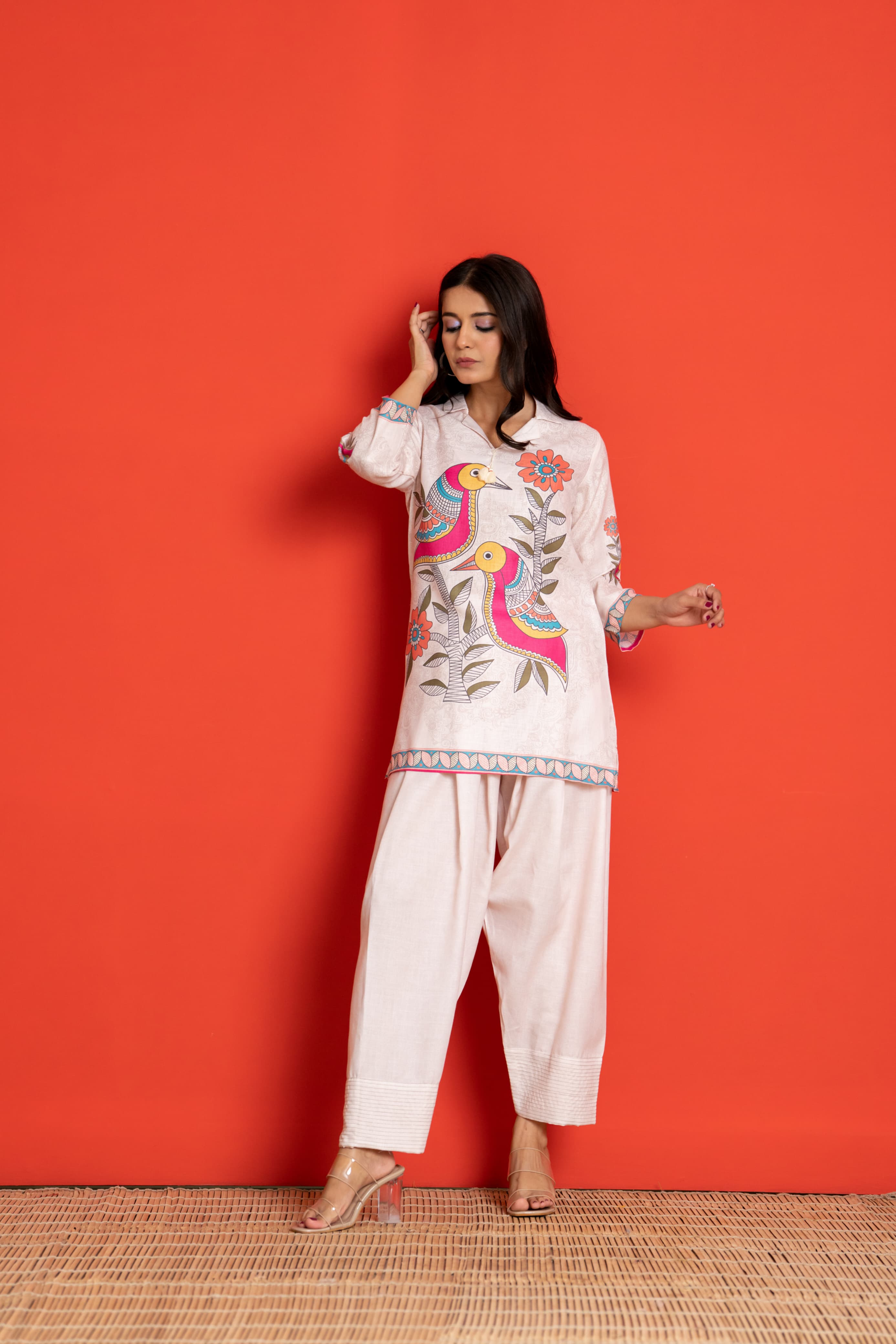 PAAKHI RAAG IVORY LINEN FARSHI COORD SET