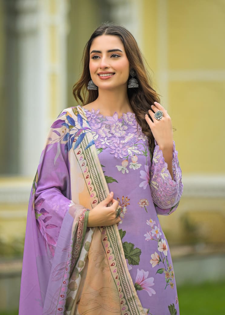 BLUSH LAVANDER FLORAL FARSHI SALWAR SUIT SET