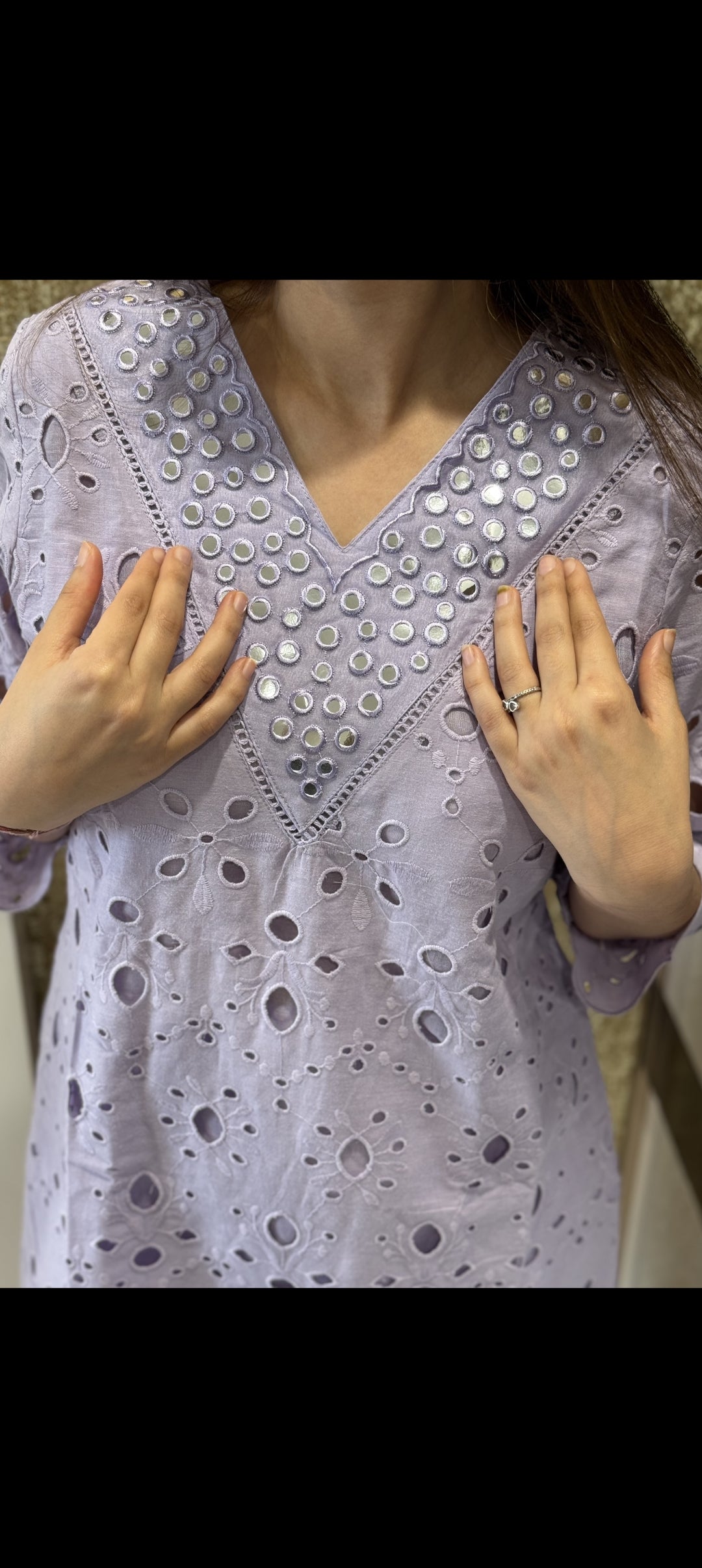LUSH LAVENDER EMBELLISHED COTTON COORD SET