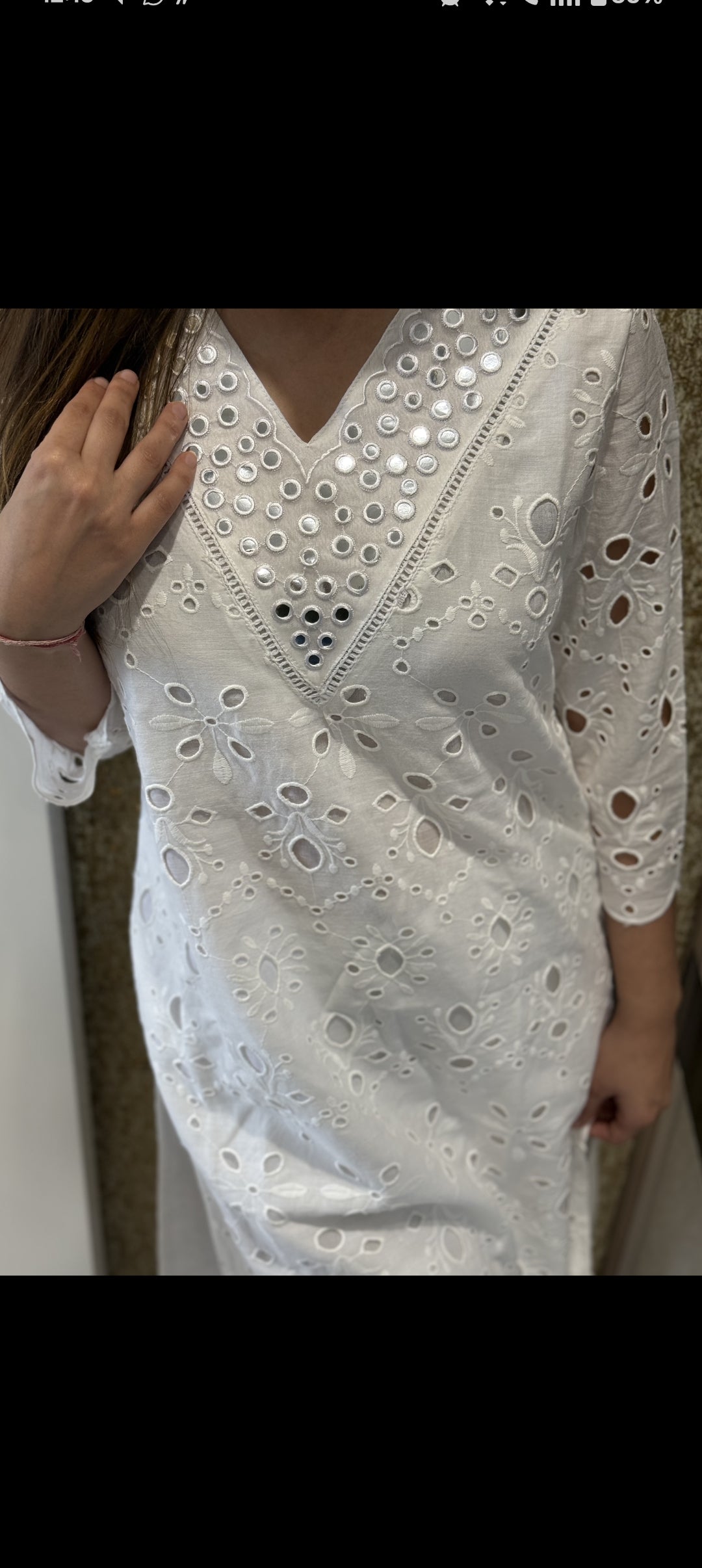 SERENE WHITE EMBELLISHED COTTON COORD SET