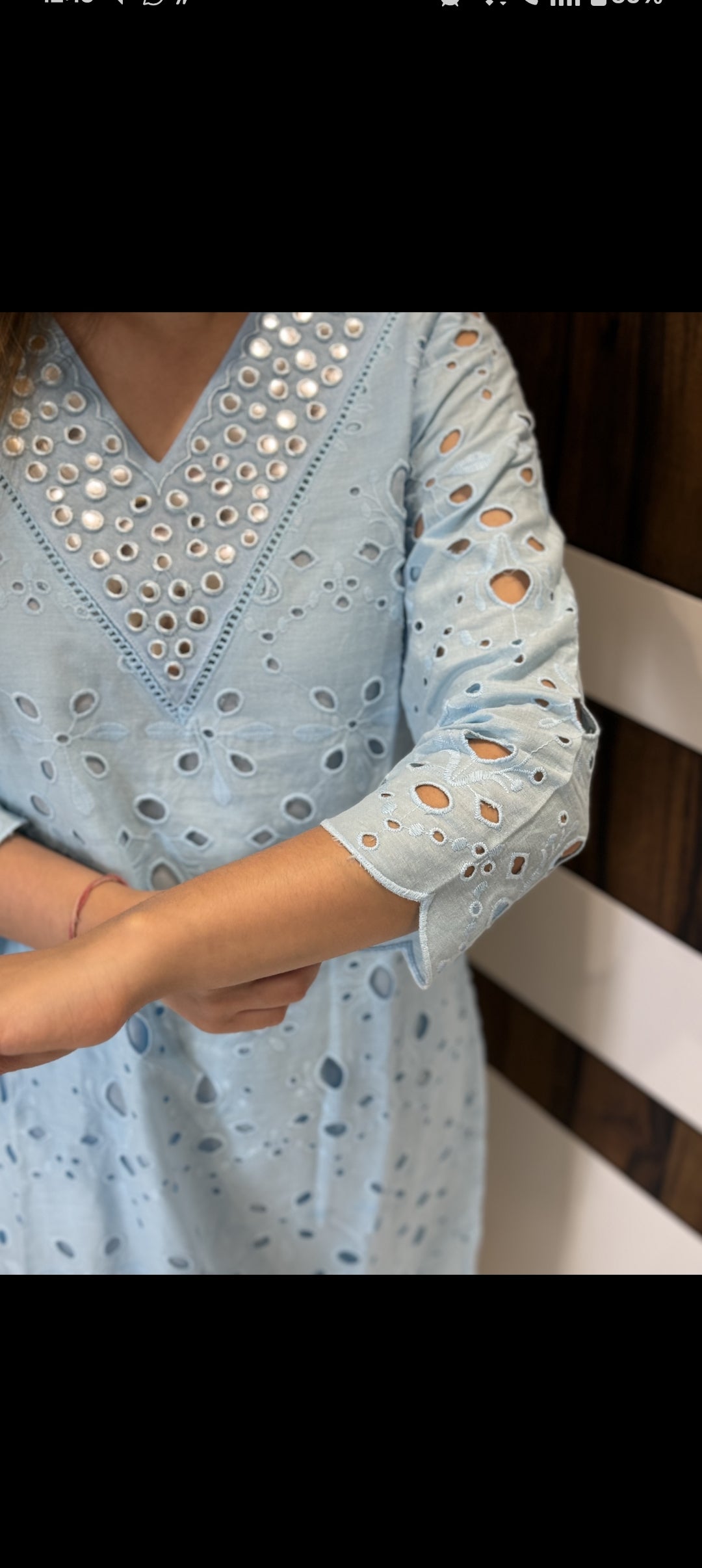 BRIGHT BLUE EMBELLISHED COTTON COORD SET