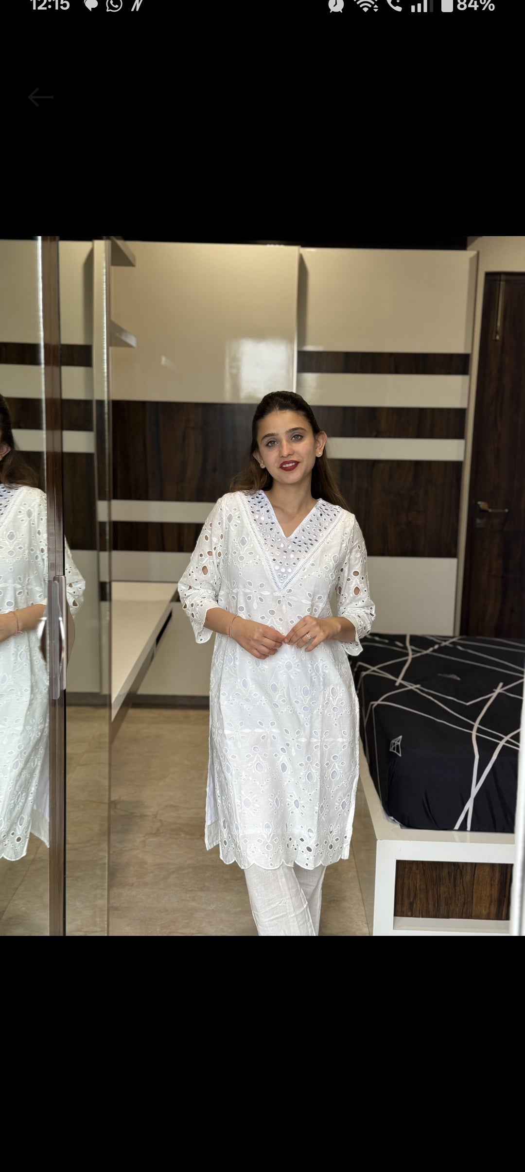 SERENE WHITE EMBELLISHED COTTON COORD SET