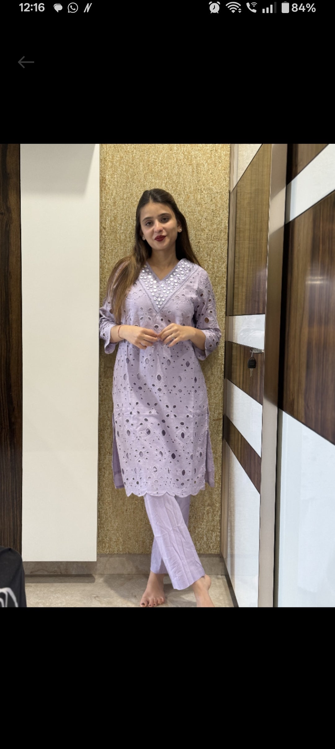 LUSH LAVENDER EMBELLISHED COTTON COORD SET