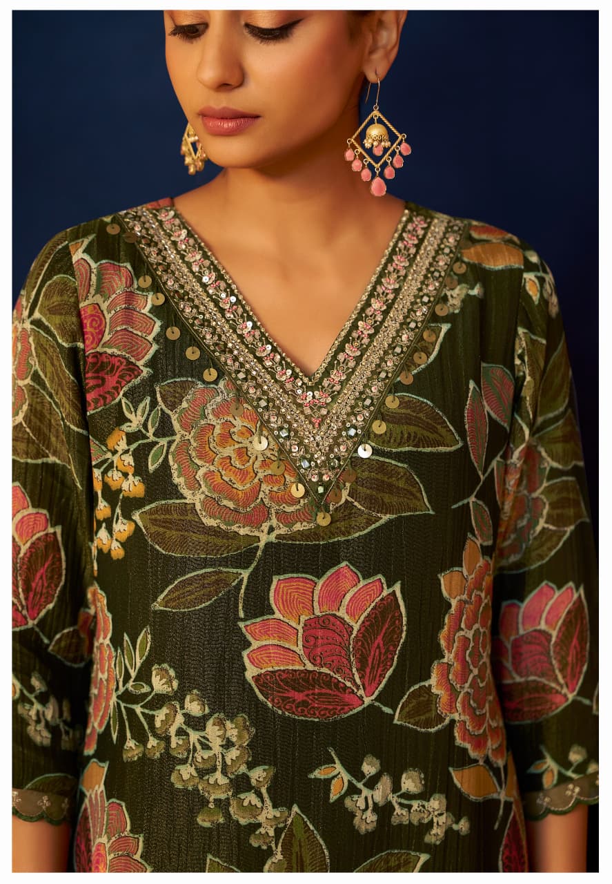 PADMA VRIKSHA OLIVE GREEN SUIT SET