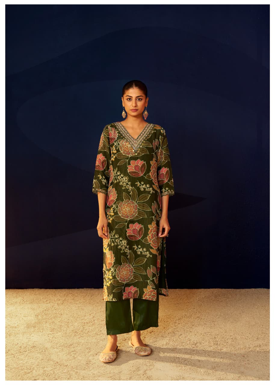 PADMA VRIKSHA OLIVE GREEN SUIT SET