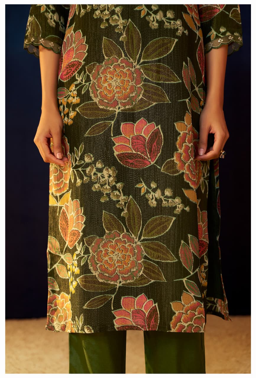 PADMA VRIKSHA OLIVE GREEN SUIT SET
