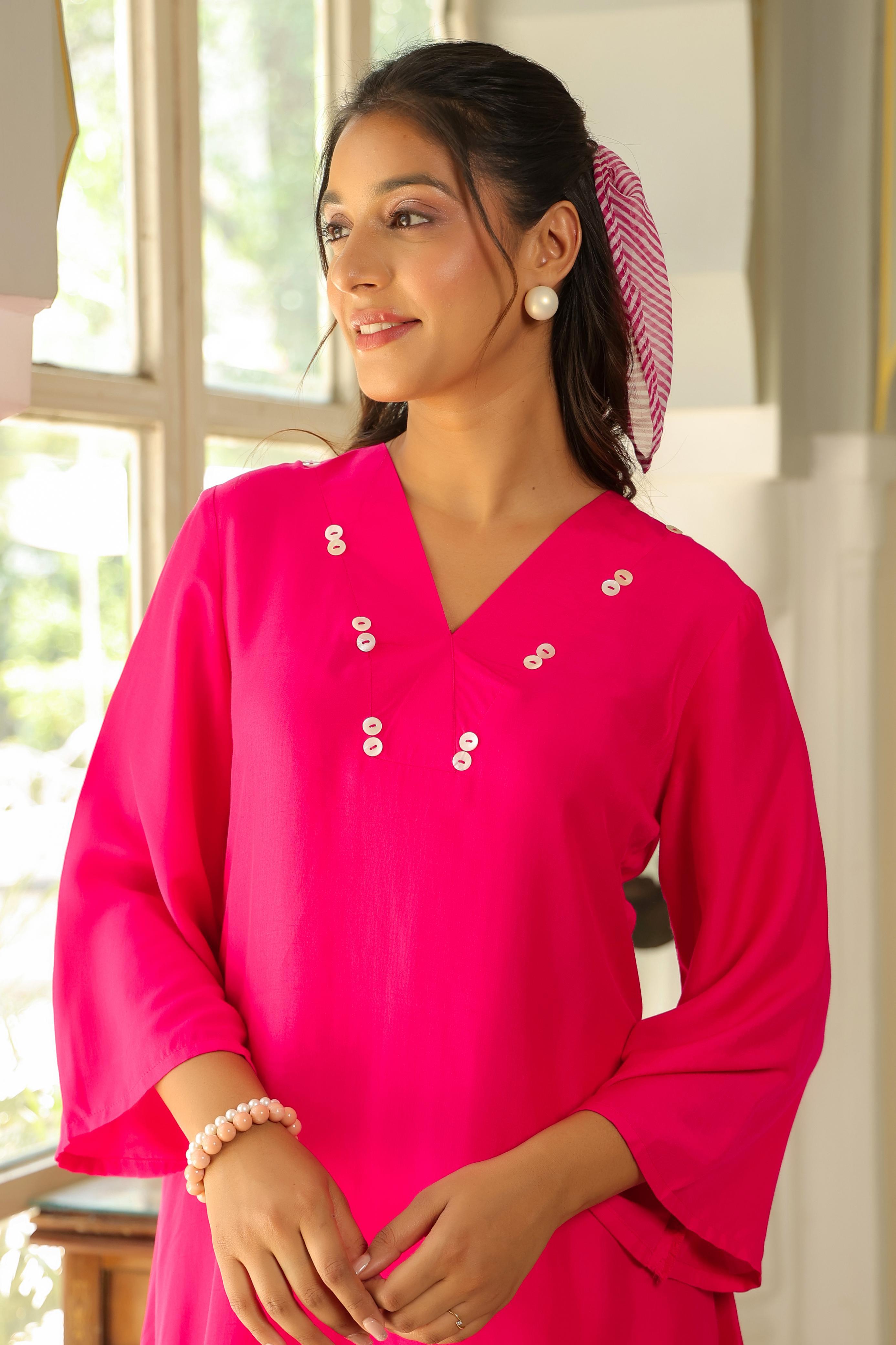 FUCHSIA FLARE ASYMMETRIC CO-ORD SET