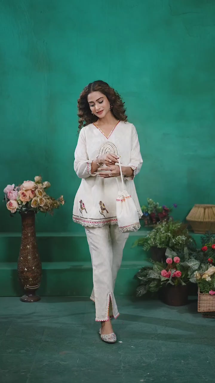 IVORY FESTIVE SCHIFFLI COTTON COORD SET (Copy)