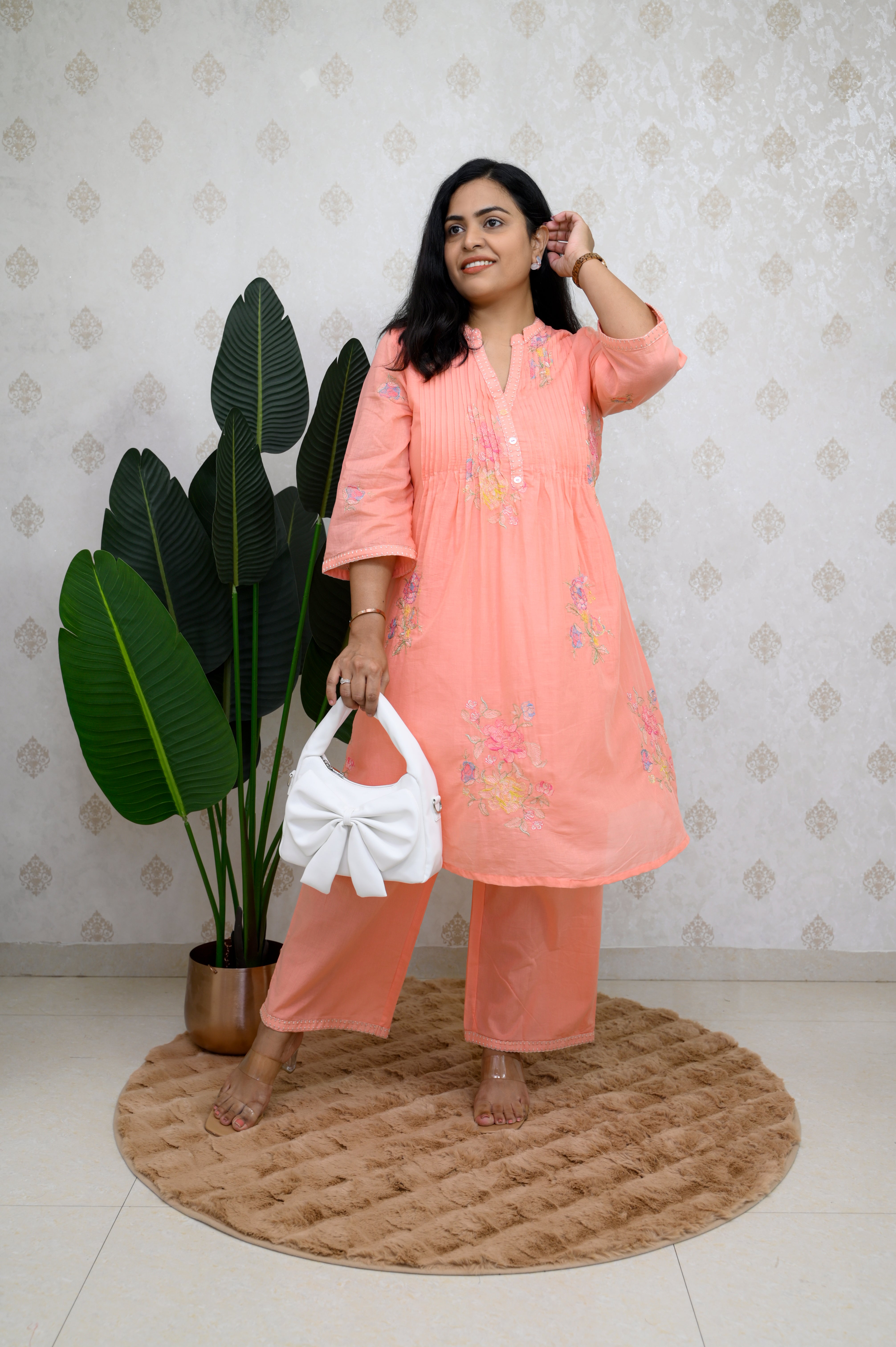 PEACH PETALS GARDEN MUL COTTON CO-ORD SET